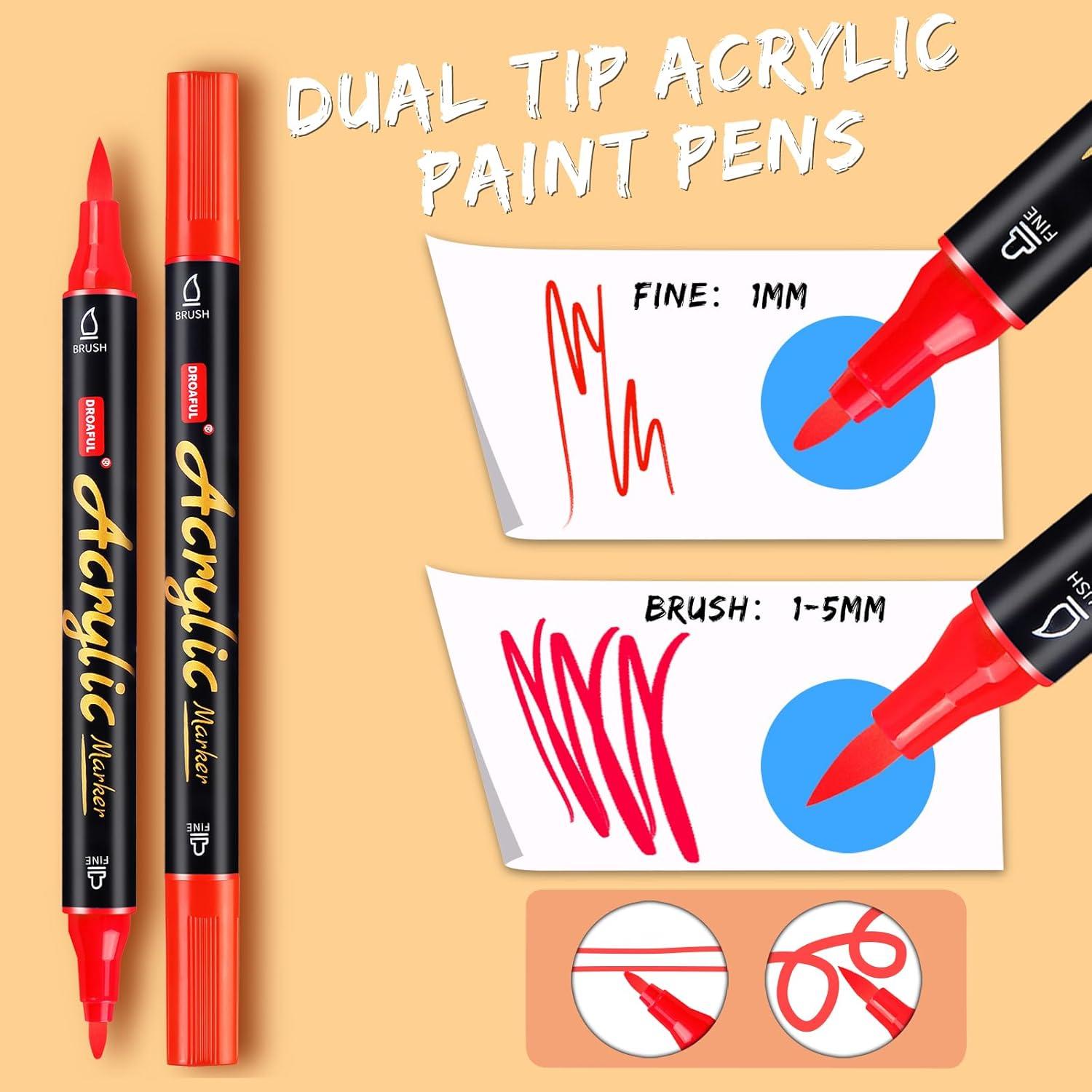 Marcadores de Pintura Acrílica Droaful, 20 Colores Doble Punta