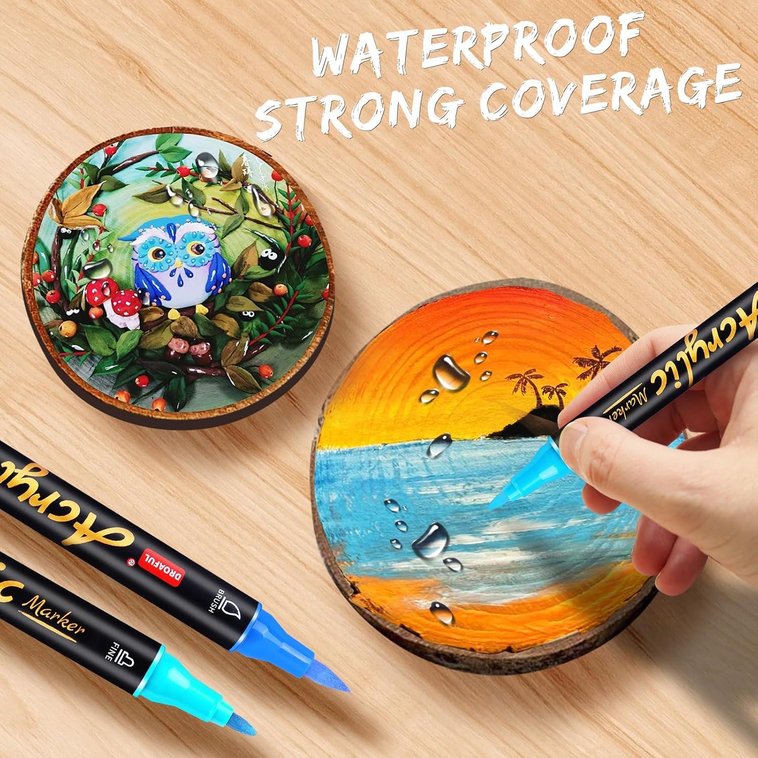 Marcadores de Pintura Acrílica Droaful, 20 Colores Doble Punta