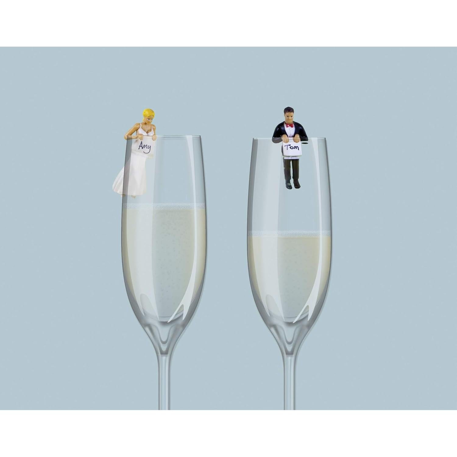 Marcadores de Copas de Cóctel NPW61307 para Novios - 12 Unidades