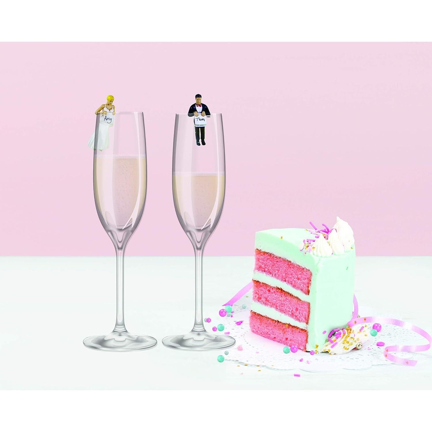 Marcadores de Copas de Cóctel NPW61307 para Novios - 12 Unidades