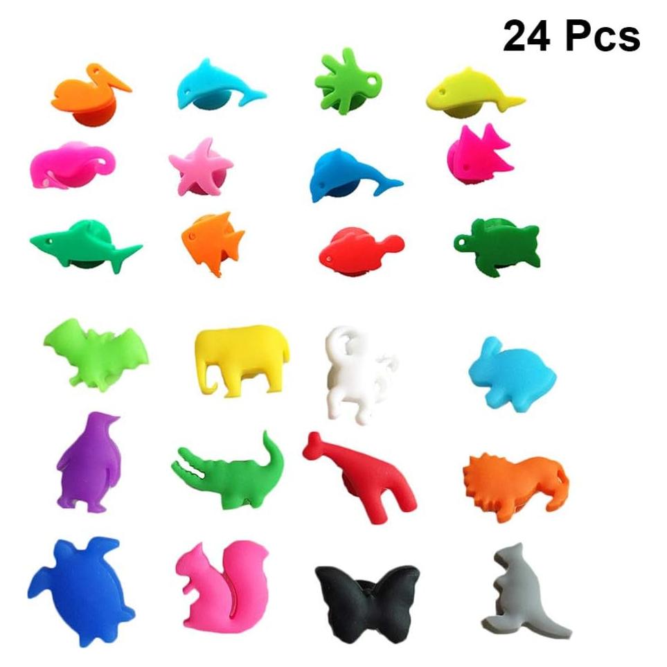 Marcadores de Vaso de Vino Toyvian 24pcs Silicona Animales