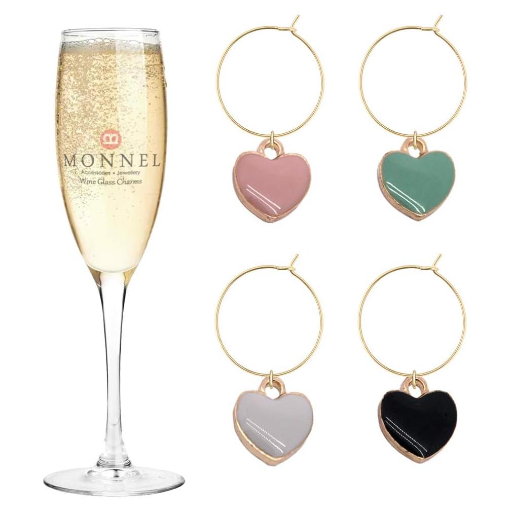 Set de Encantos de Vino Corazones Monnel P433 - 4 Piezas