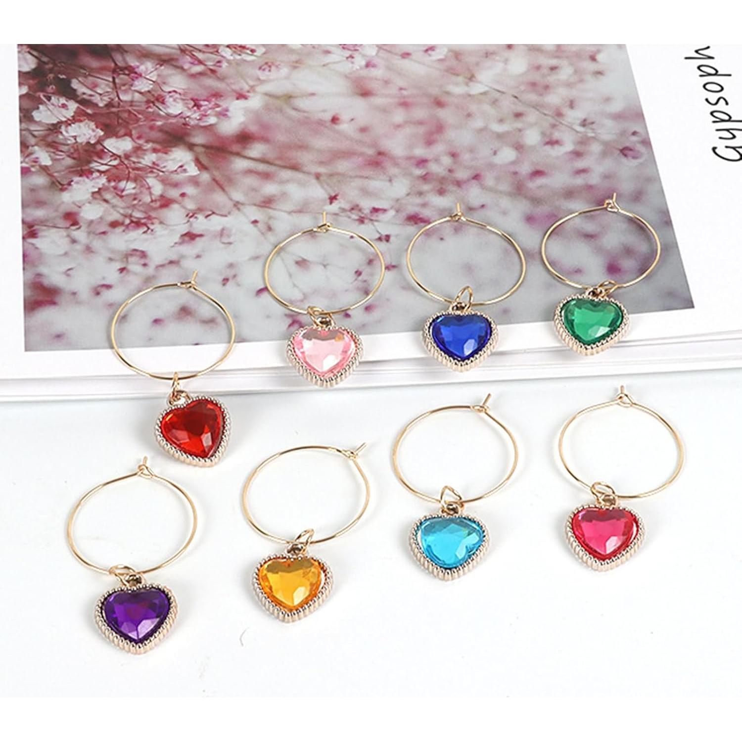 Juego de 8 Encantos de Corazón para Copas de Vino HOXIEYA