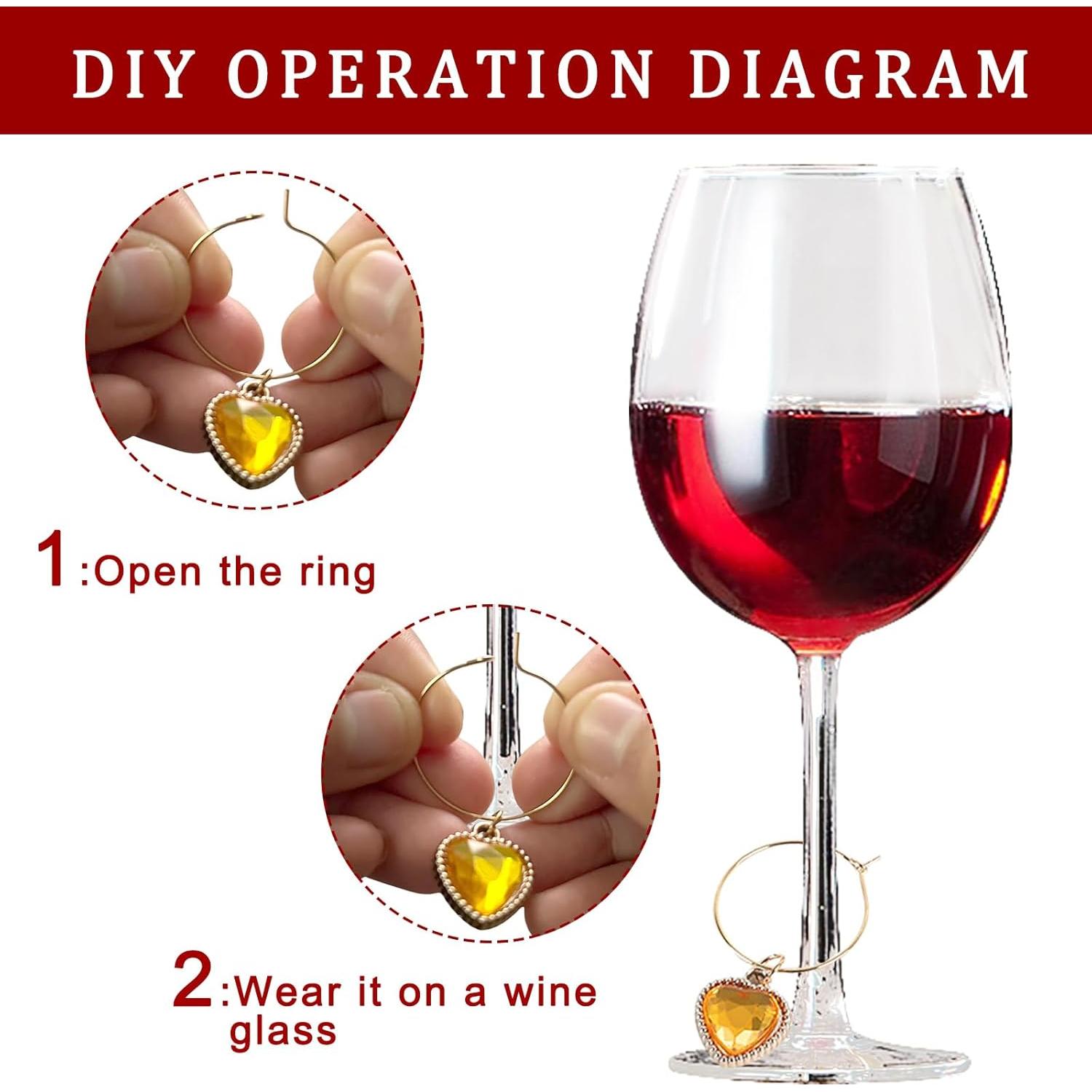 Juego de 8 Encantos de Corazón para Copas de Vino HOXIEYA