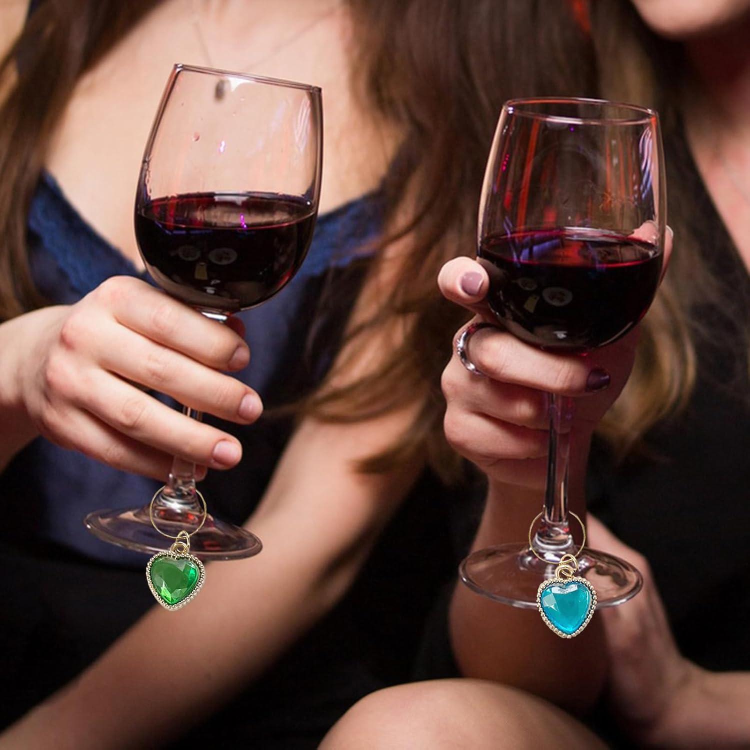 Juego de 8 Encantos de Corazón para Copas de Vino HOXIEYA