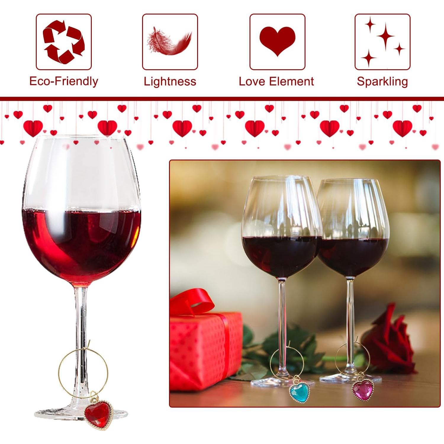 Juego de 8 Encantos de Corazón para Copas de Vino HOXIEYA