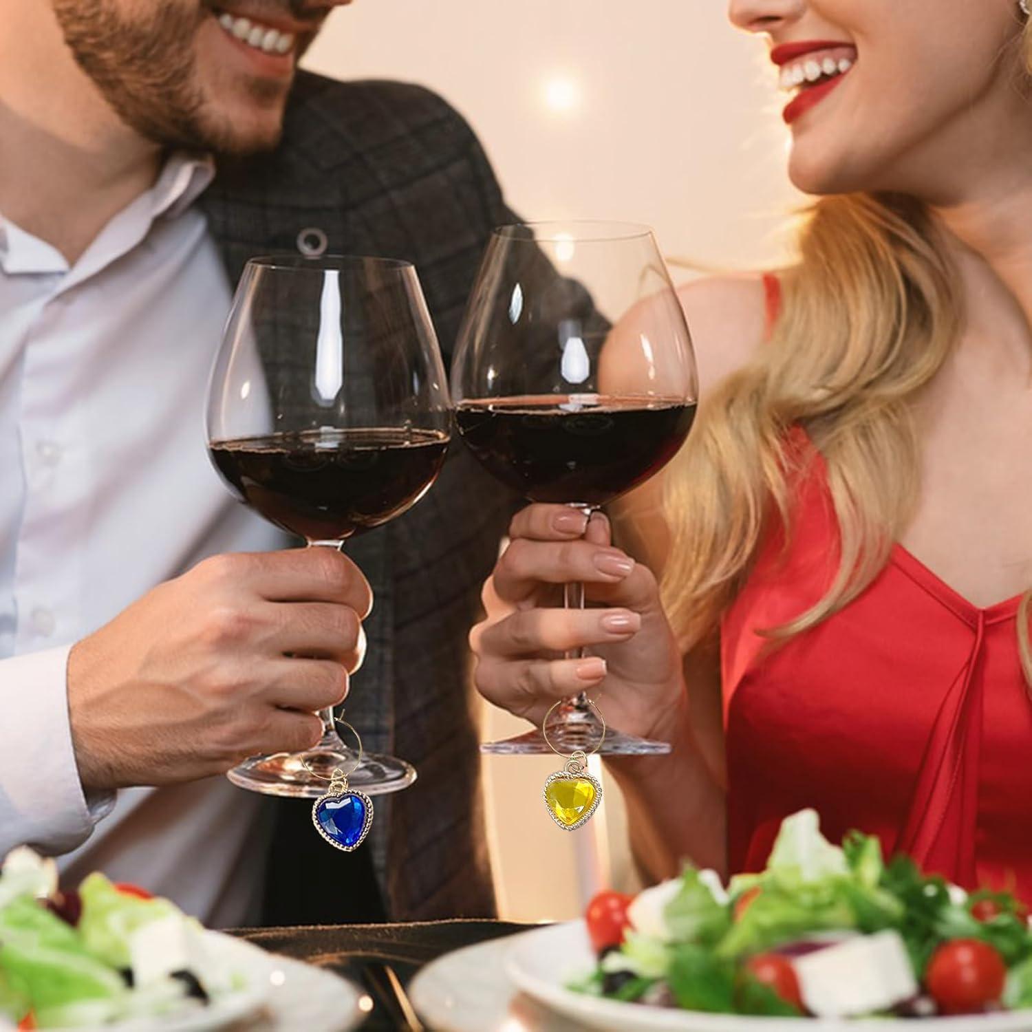 Juego de 8 Encantos de Corazón para Copas de Vino HOXIEYA