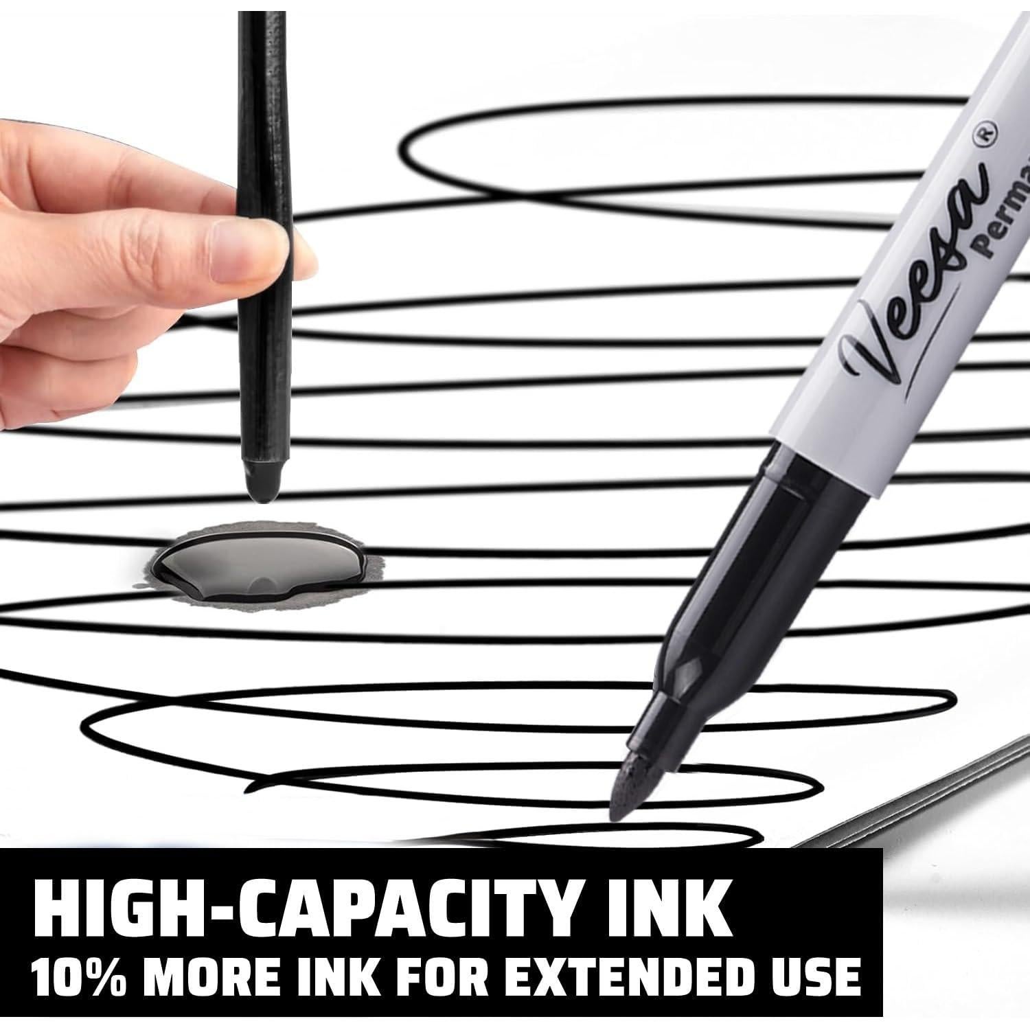 Marcadores Permanentes VEESA 75 Unidades Punta Fina Negros