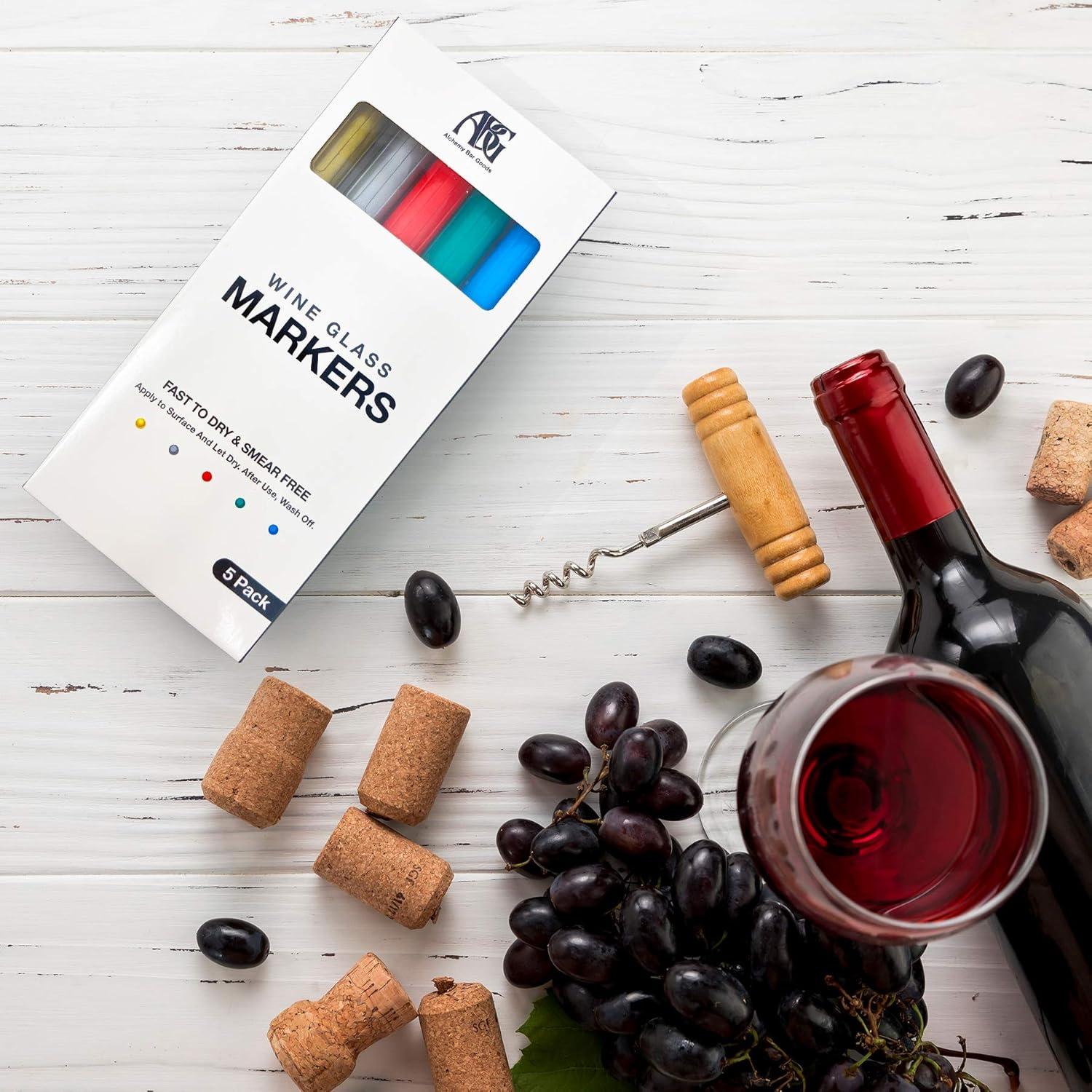 Marcadores de Copas de Vino Alchemy Bar Goods - 5 Colores Metálicos