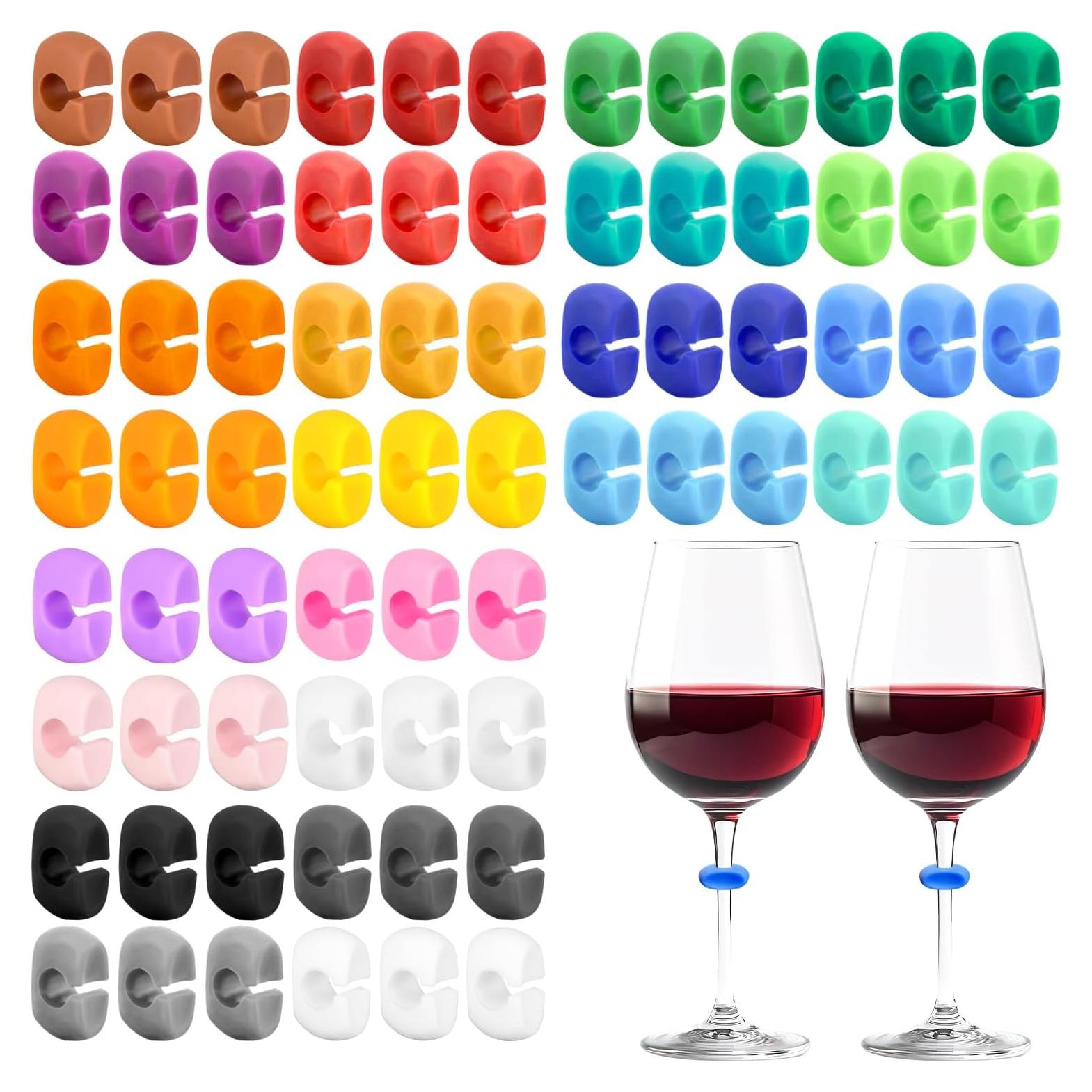 Set de 72 Marcadores de Copas de Vino Silicona 24 Colores