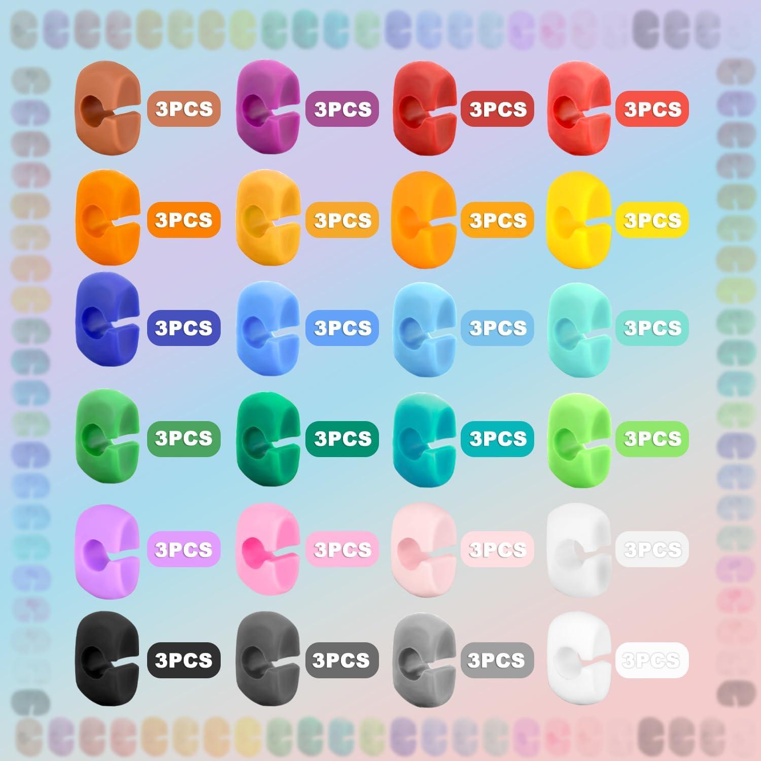 Set de 72 Marcadores de Copas de Vino Silicona 24 Colores