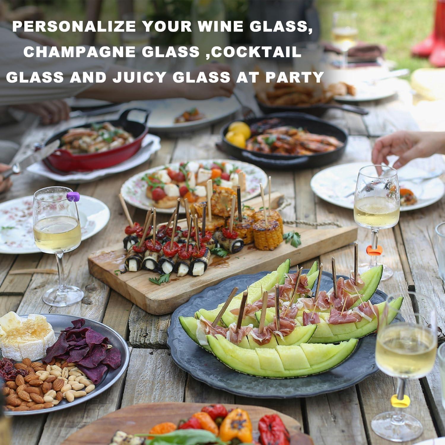 Set de 72 Marcadores de Copas de Vino Silicona 24 Colores