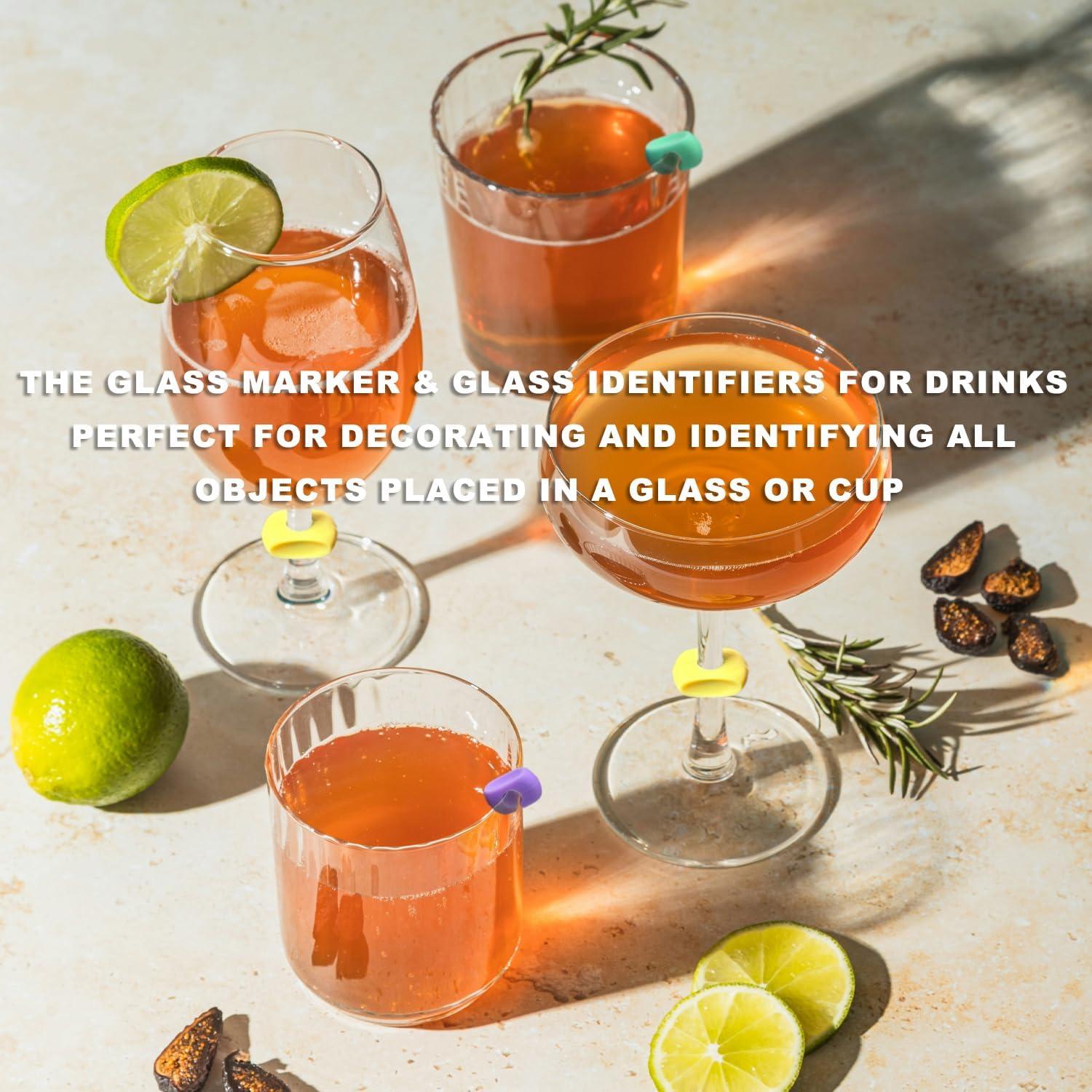 Set de 72 Marcadores de Copas de Vino Silicona 24 Colores