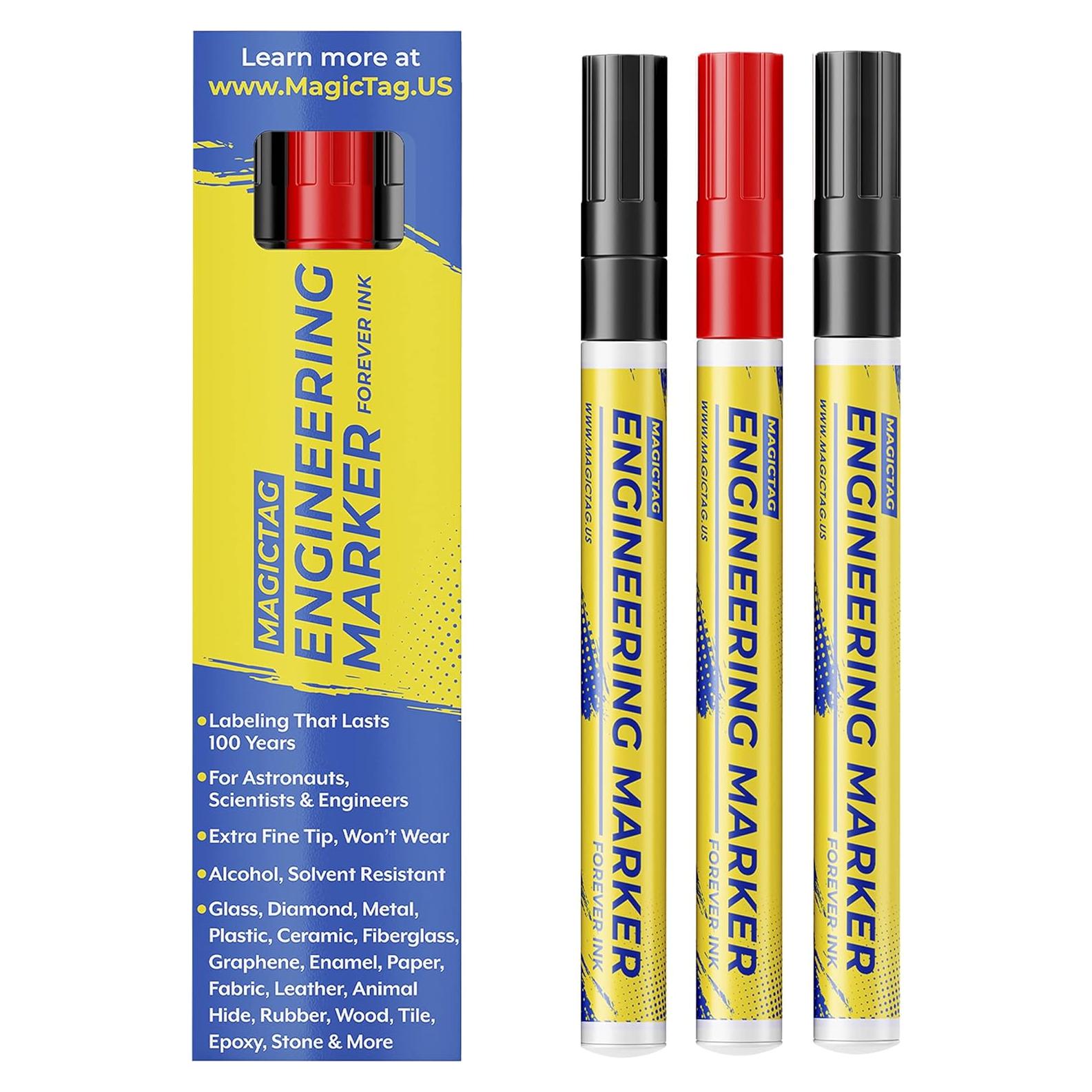 Marcadores Resistentes al Alcohol MAGIC TAG, Punta Fina, 3 Piezas