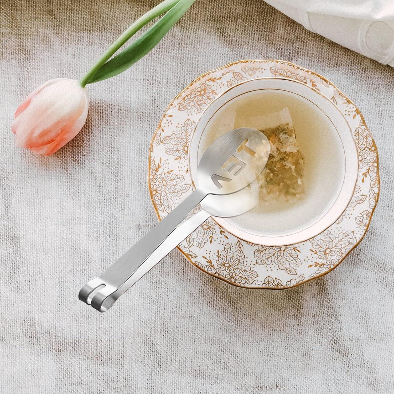 Paquete de 4 Sujetadores de Bolsas de Té Acero Inoxidable Meisuitd