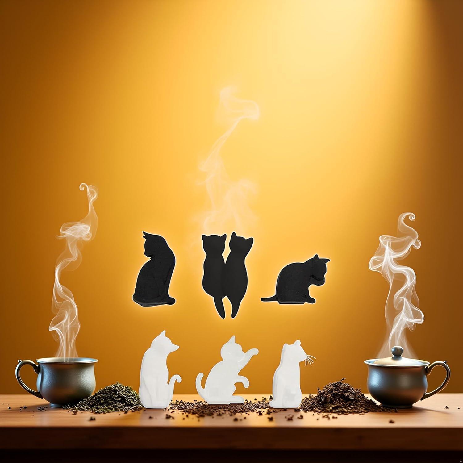 Juego de 6 Clips de Silicona WLngtv para Bolsitas de Té Gato