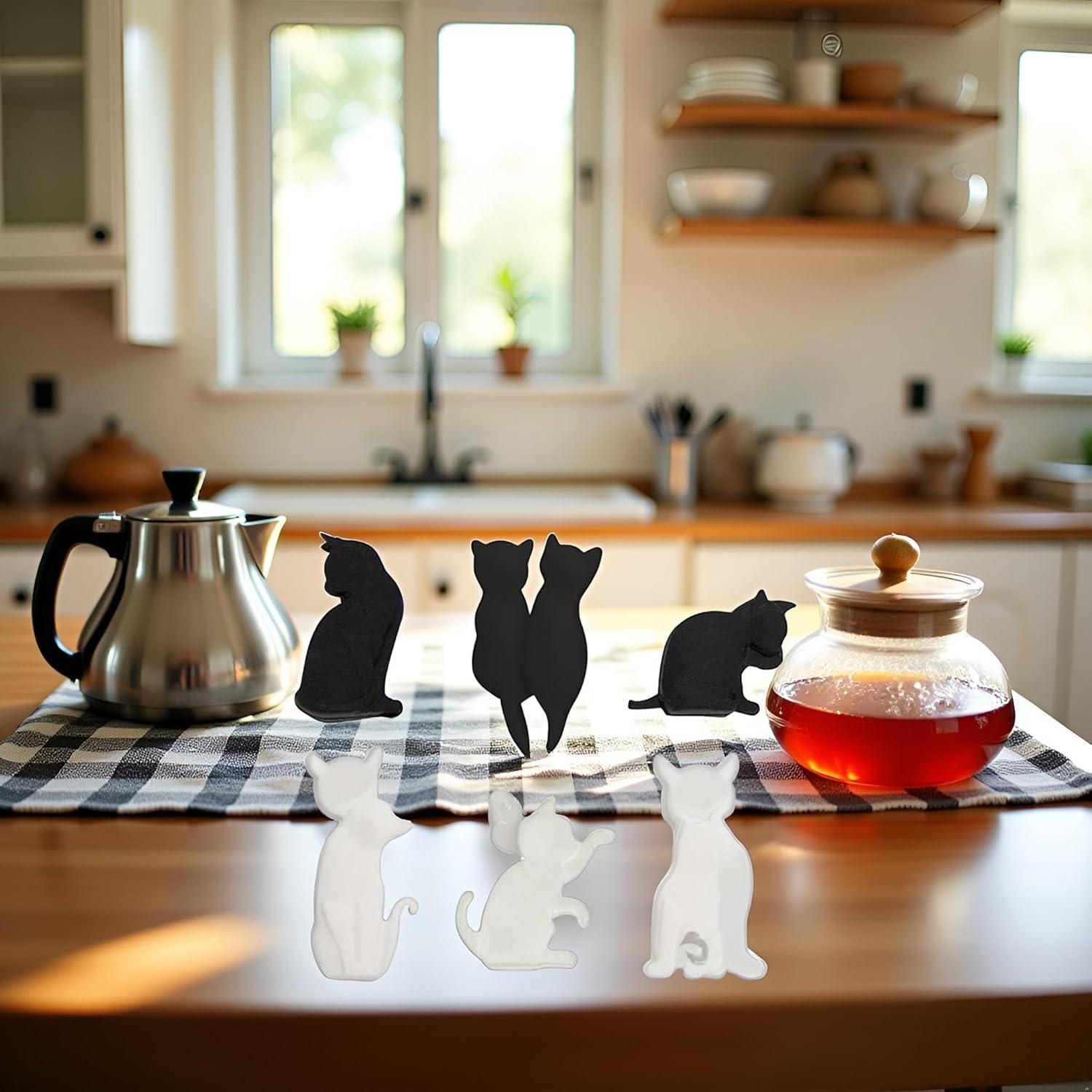 Juego de 6 Clips de Silicona WLngtv para Bolsitas de Té Gato