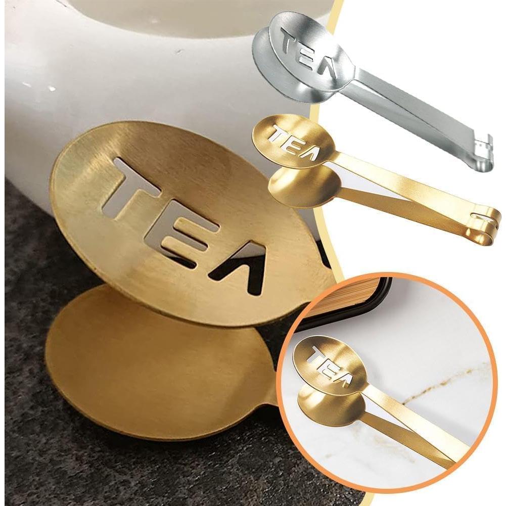 Pinzas para exprimir bolsas de té Qintreesify Oro Acero Inoxidable