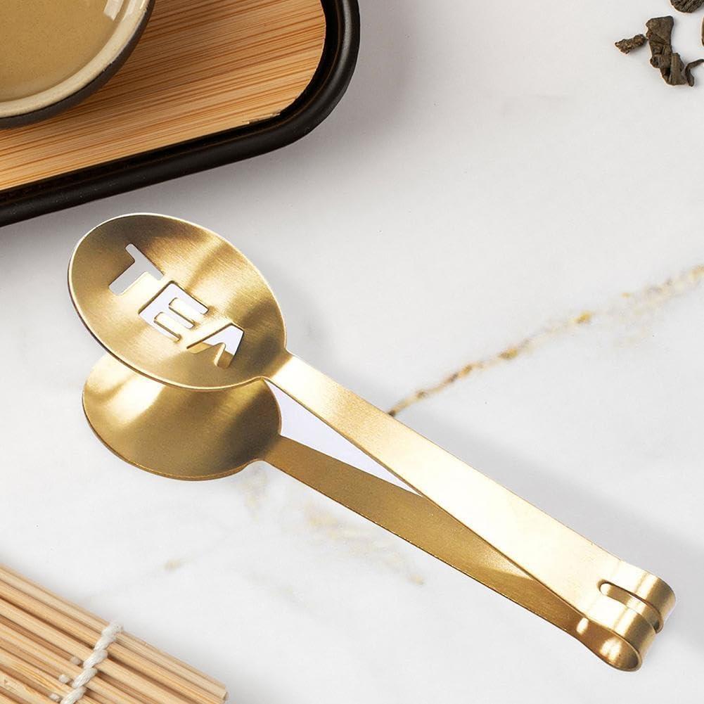 Pinzas para exprimir bolsas de té Qintreesify Oro Acero Inoxidable