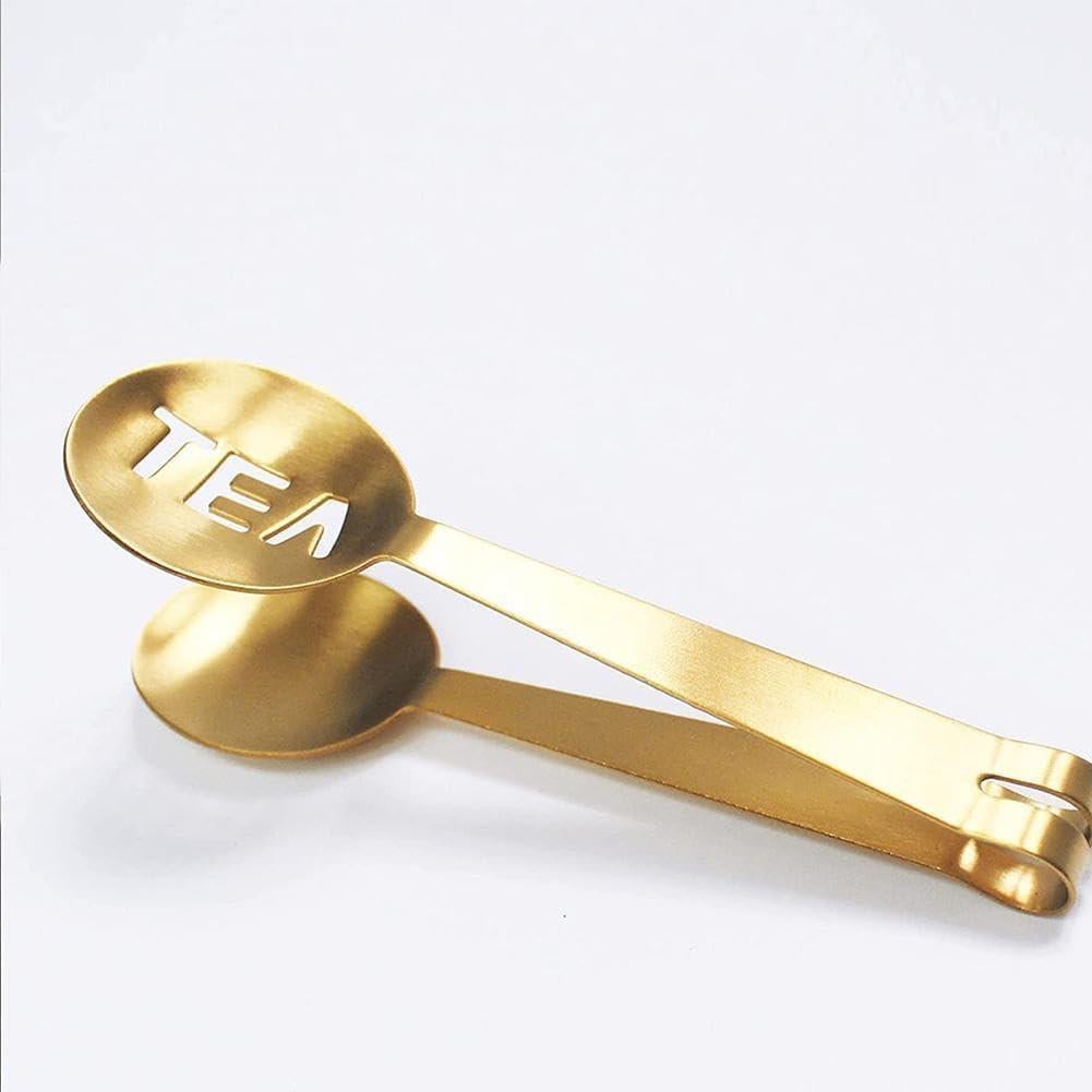 Pinzas para exprimir bolsas de té Qintreesify Oro Acero Inoxidable