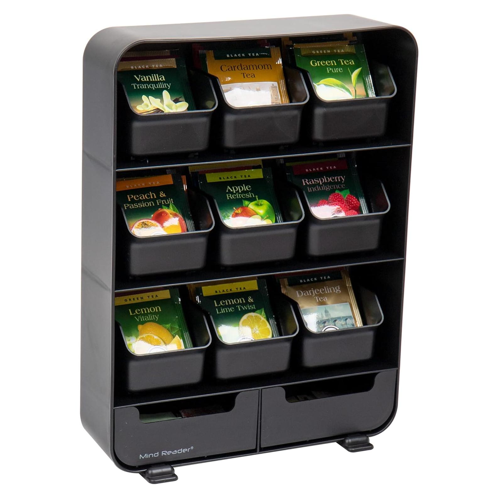 Organizador de Bolsas de Té Mind Reader 11 Cajones Negro
