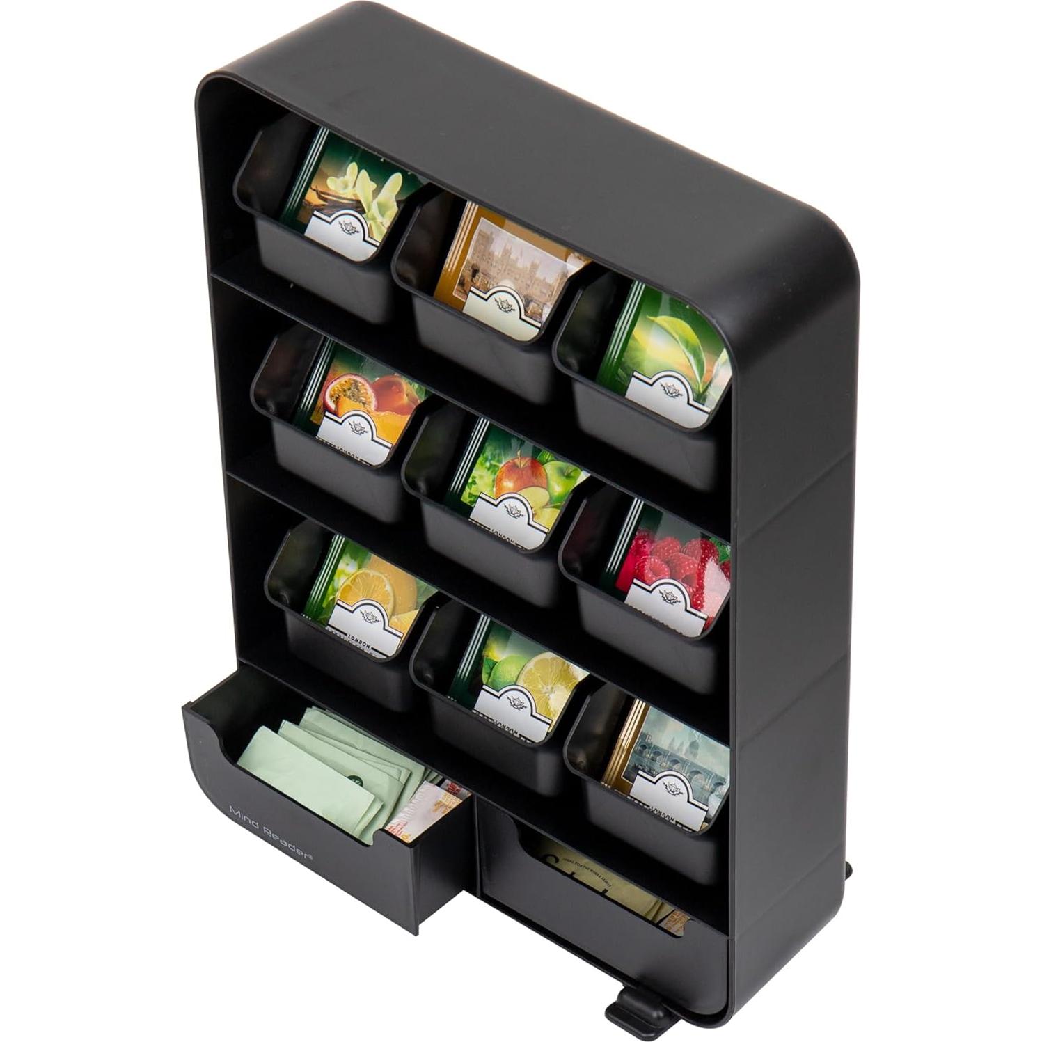 Organizador de Bolsas de Té Mind Reader 11 Cajones Negro
