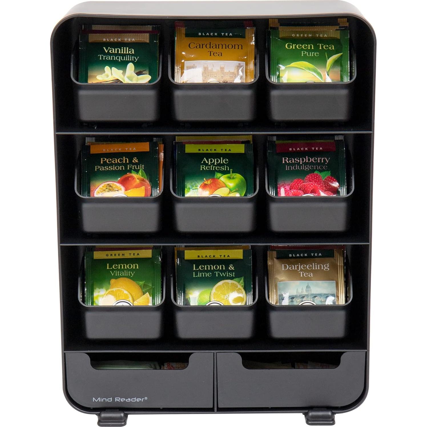 Organizador de Bolsas de Té Mind Reader 11 Cajones Negro
