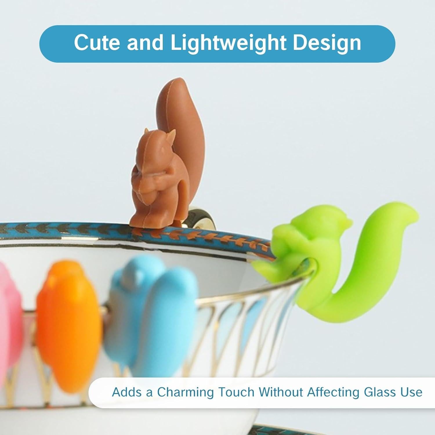 Soportes para Bolsas de Té UAIAGM - 10 Piezas Silicona Caracol y Ardilla