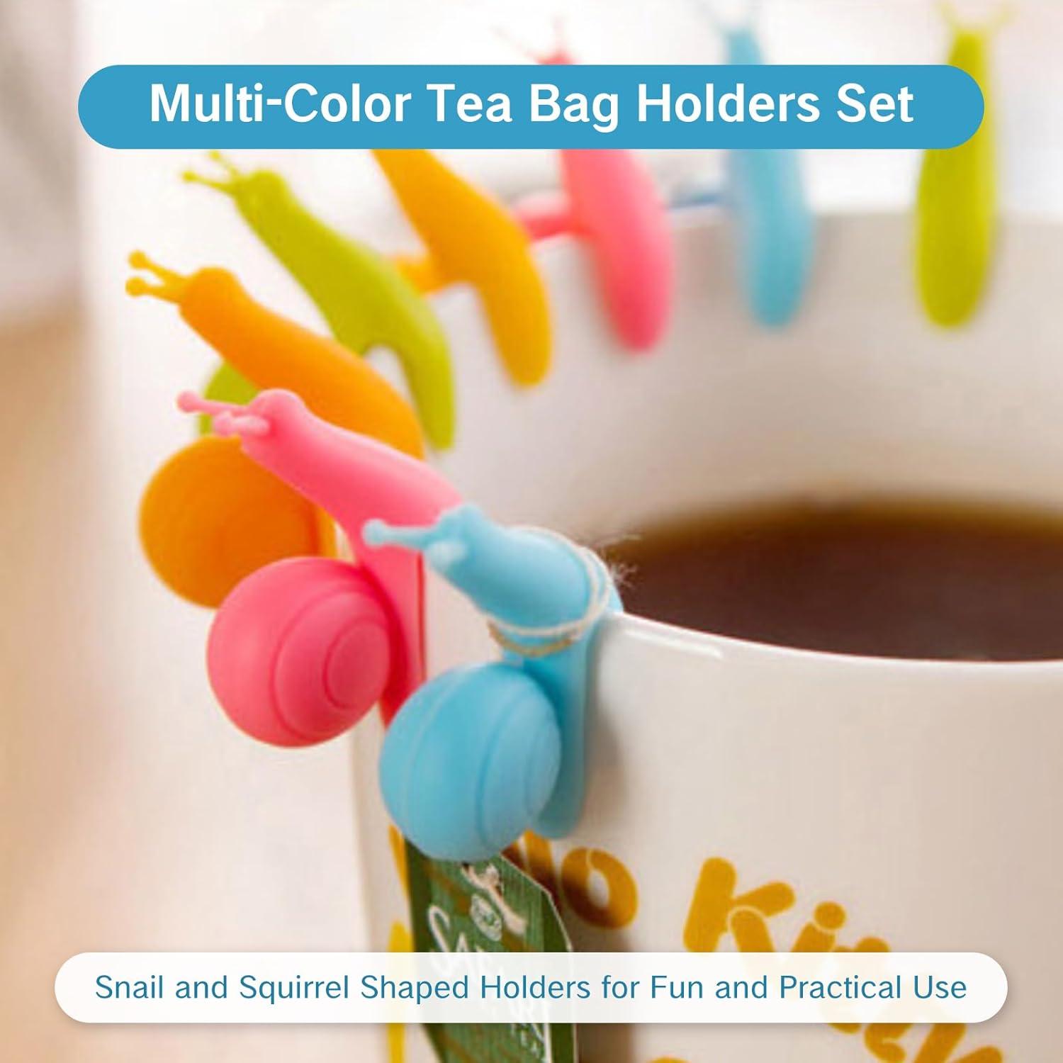 Soportes para Bolsas de Té UAIAGM - 10 Piezas Silicona Caracol y Ardilla