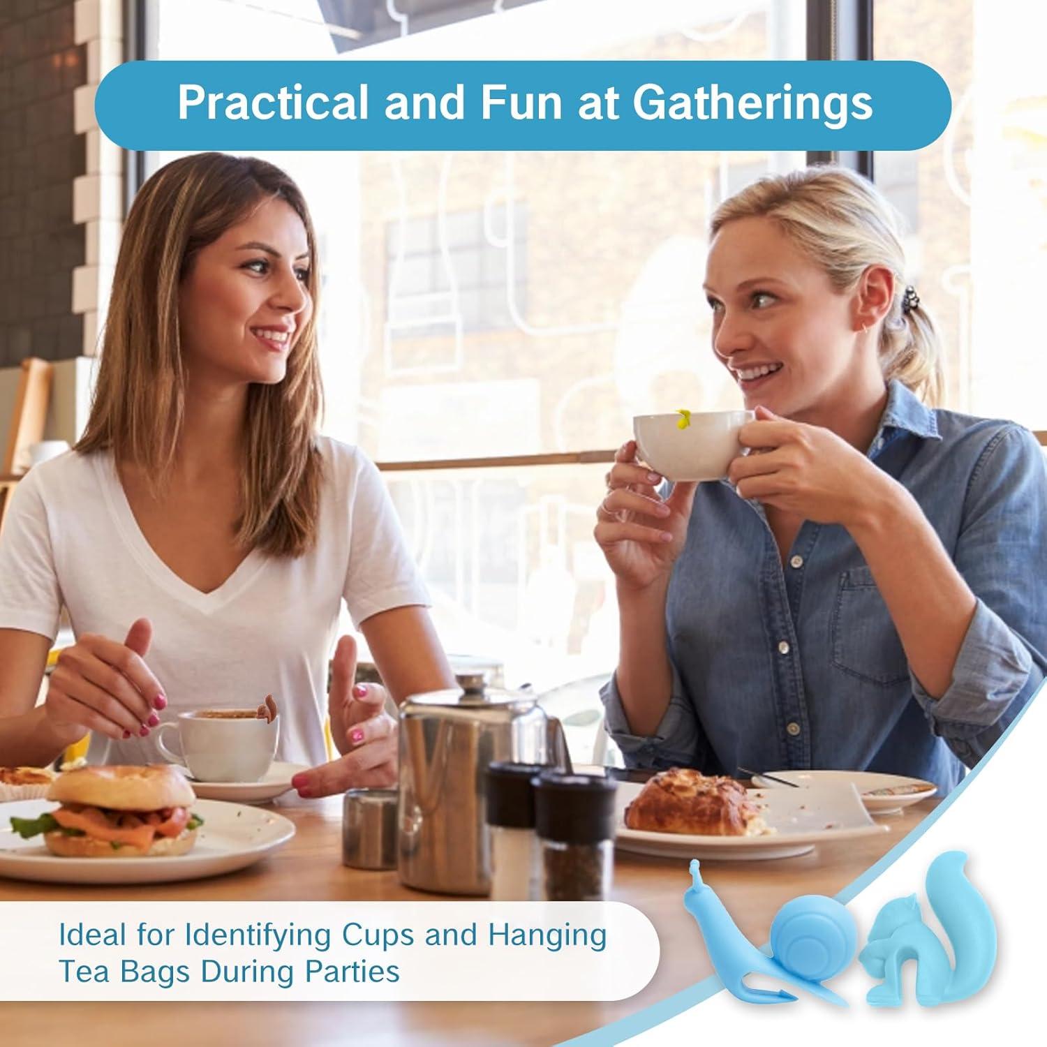 Soportes para Bolsas de Té UAIAGM - 10 Piezas Silicona Caracol y Ardilla