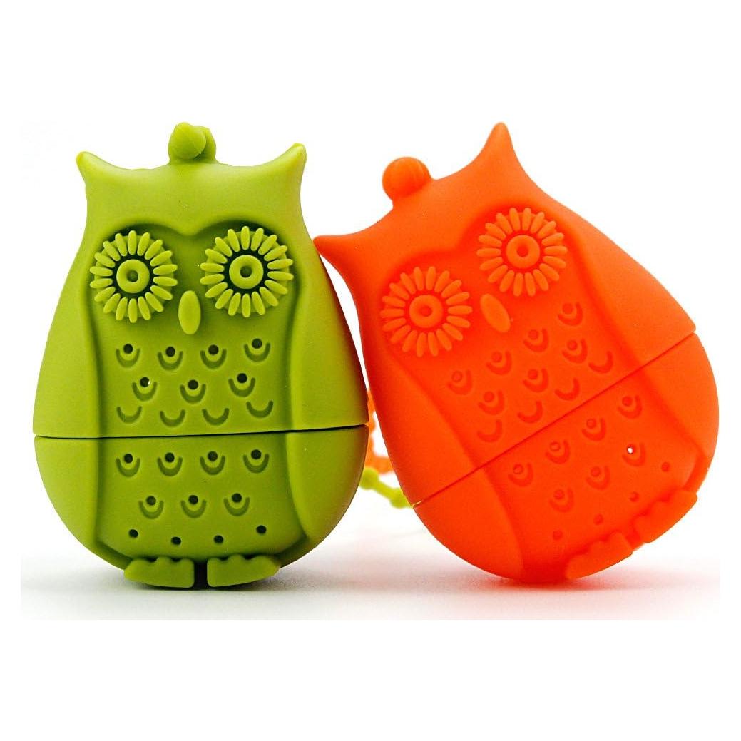 Infusores de Té en Silicona EZESO - Paquete de 2 Búhos Reutilizables