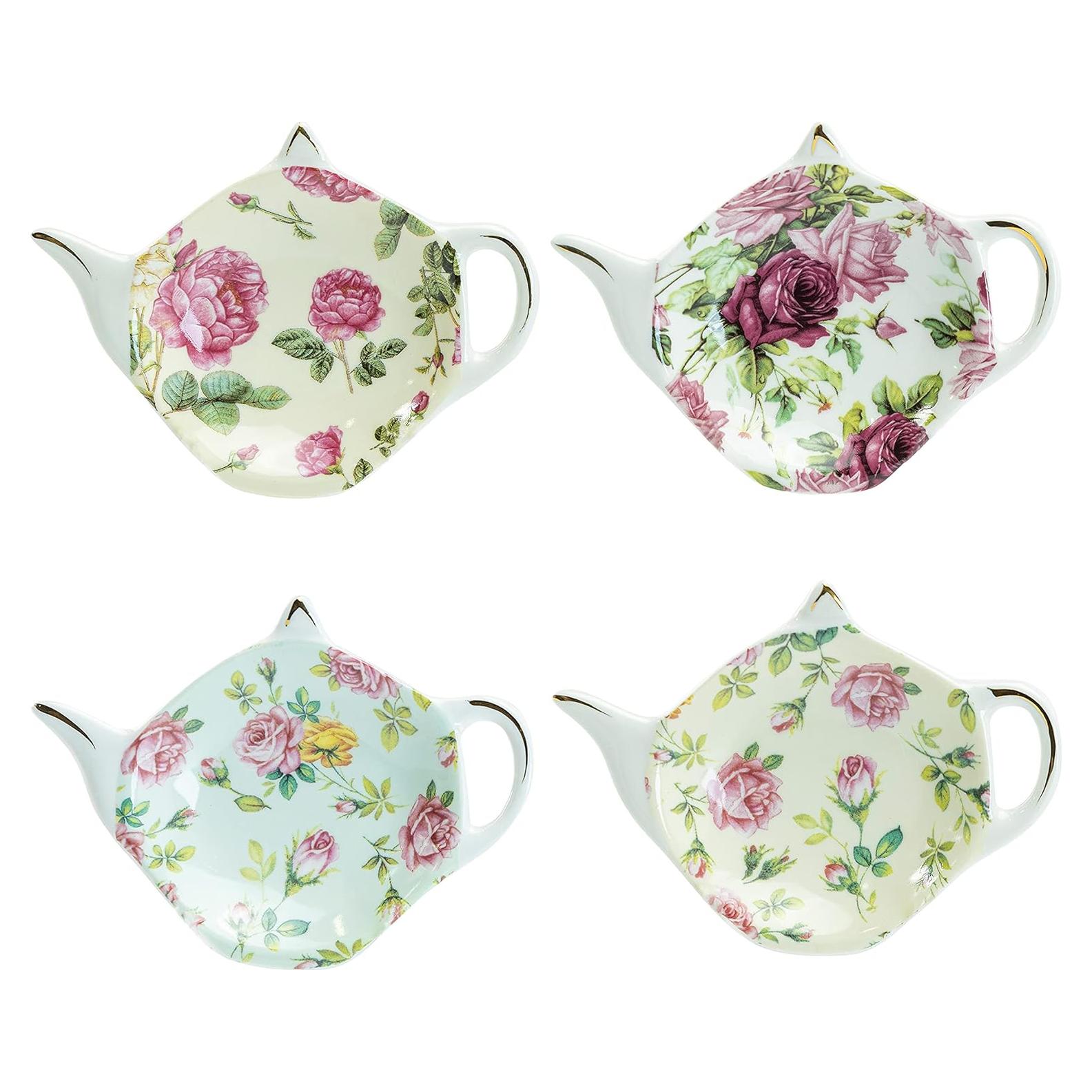 Set de 4 Soportes para Bolsas de Té Gracie China Rosa Chintz