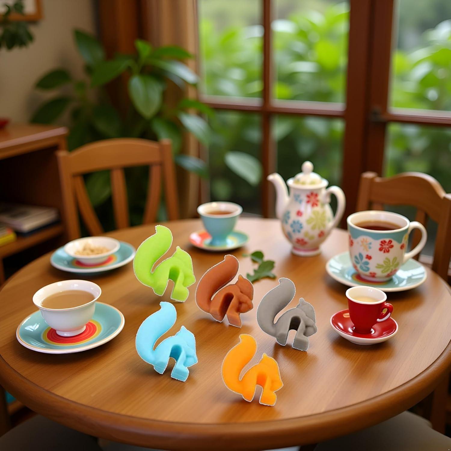 Soportes para Bolsa de Té Silicona BWESOO 5 Pcs Ardilla Multicolor