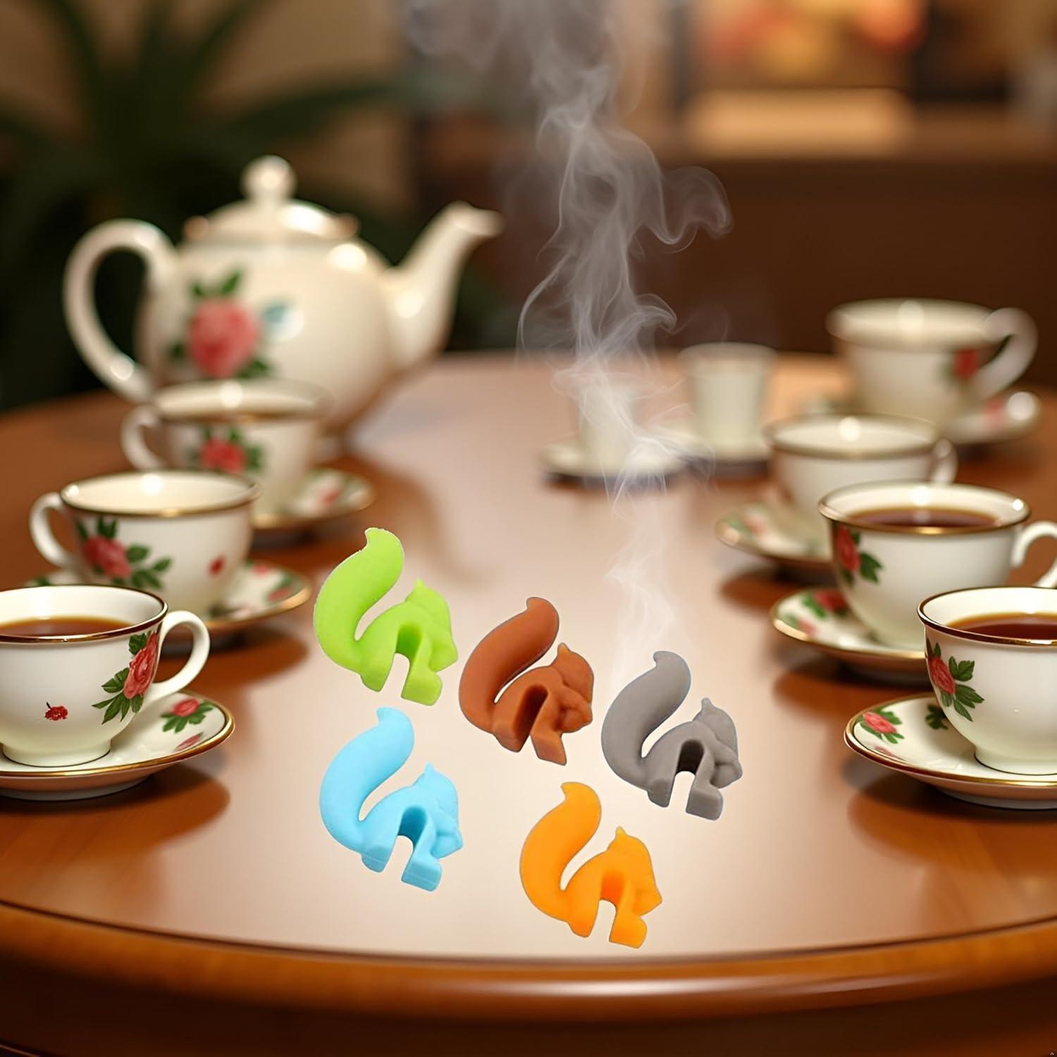 Soportes para Bolsa de Té Silicona BWESOO 5 Pcs Ardilla Multicolor