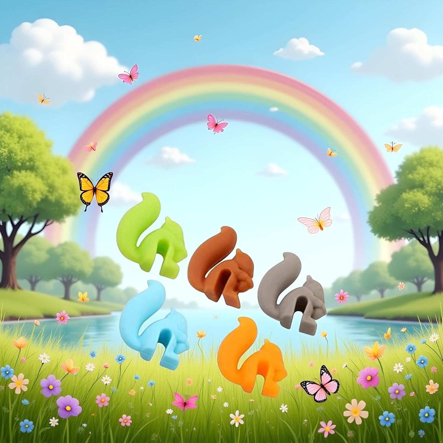 Soportes para Bolsa de Té Silicona BWESOO 5 Pcs Ardilla Multicolor