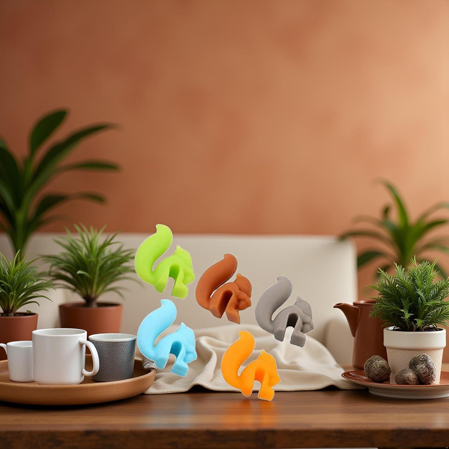Soportes para Bolsa de Té Silicona BWESOO 5 Pcs Ardilla Multicolor