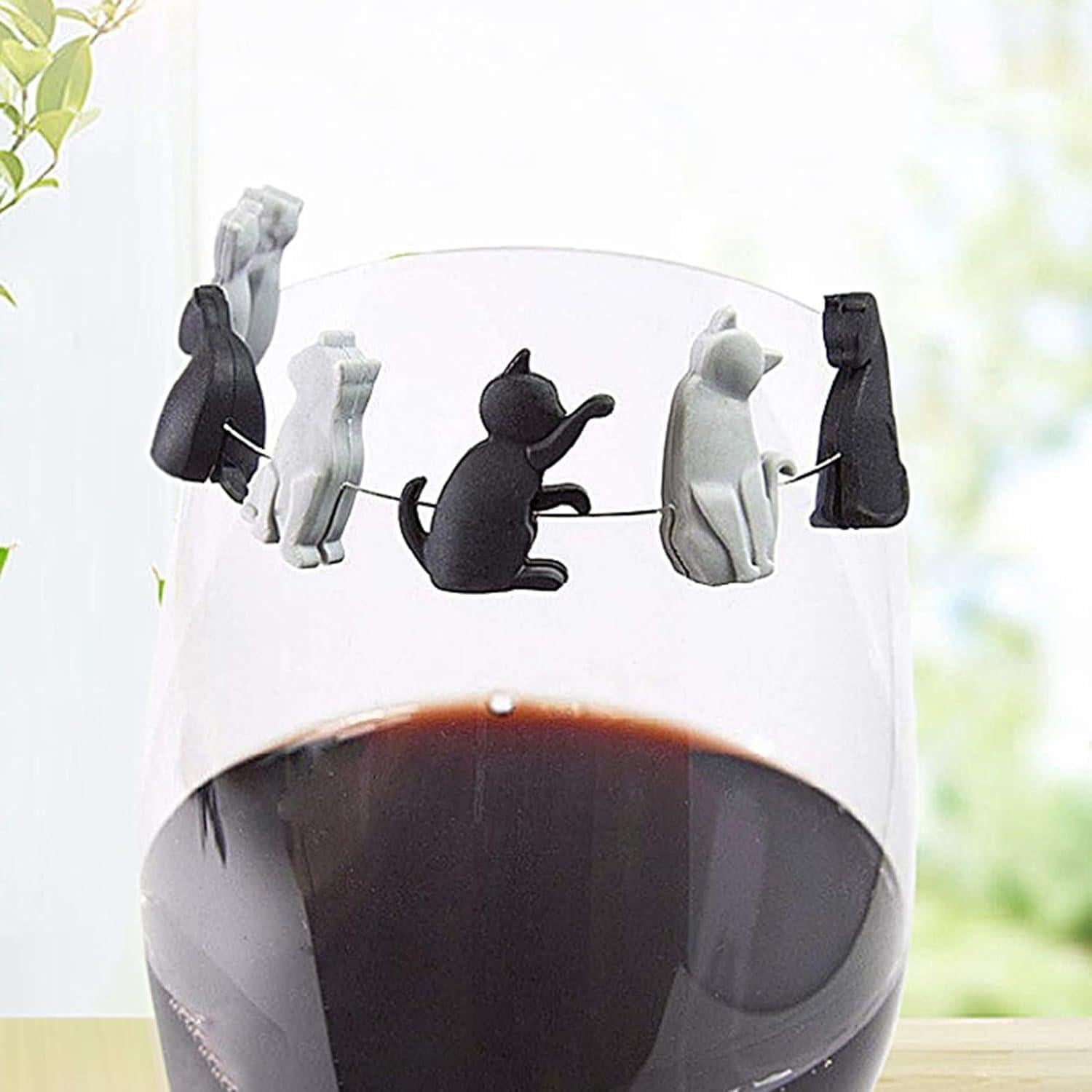 Juego de 6 Clips de Bolsa de Té de Silicona GANPUB Gato