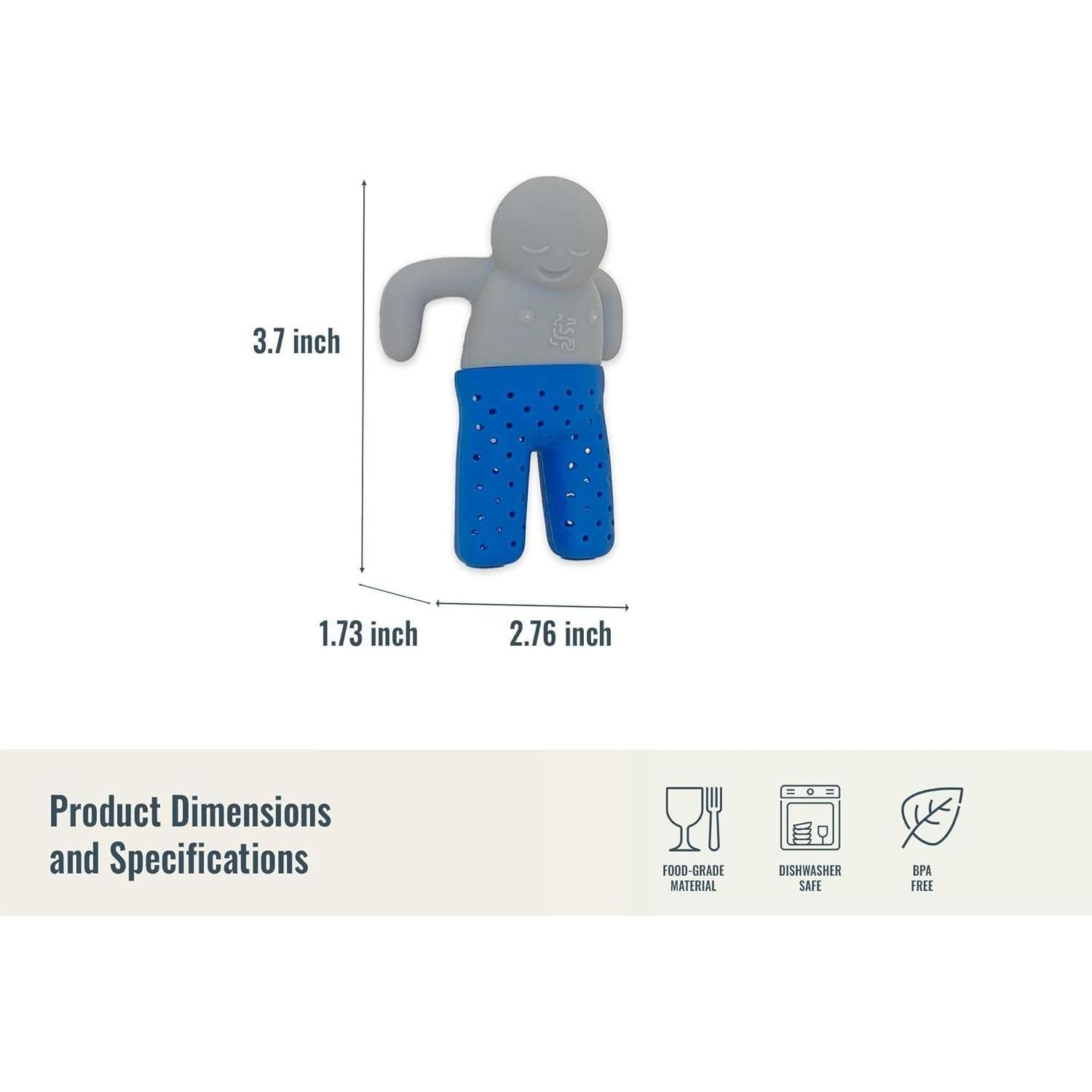 Infusor de Té de Silicona DecorChiq en Forma de Hombre Azul