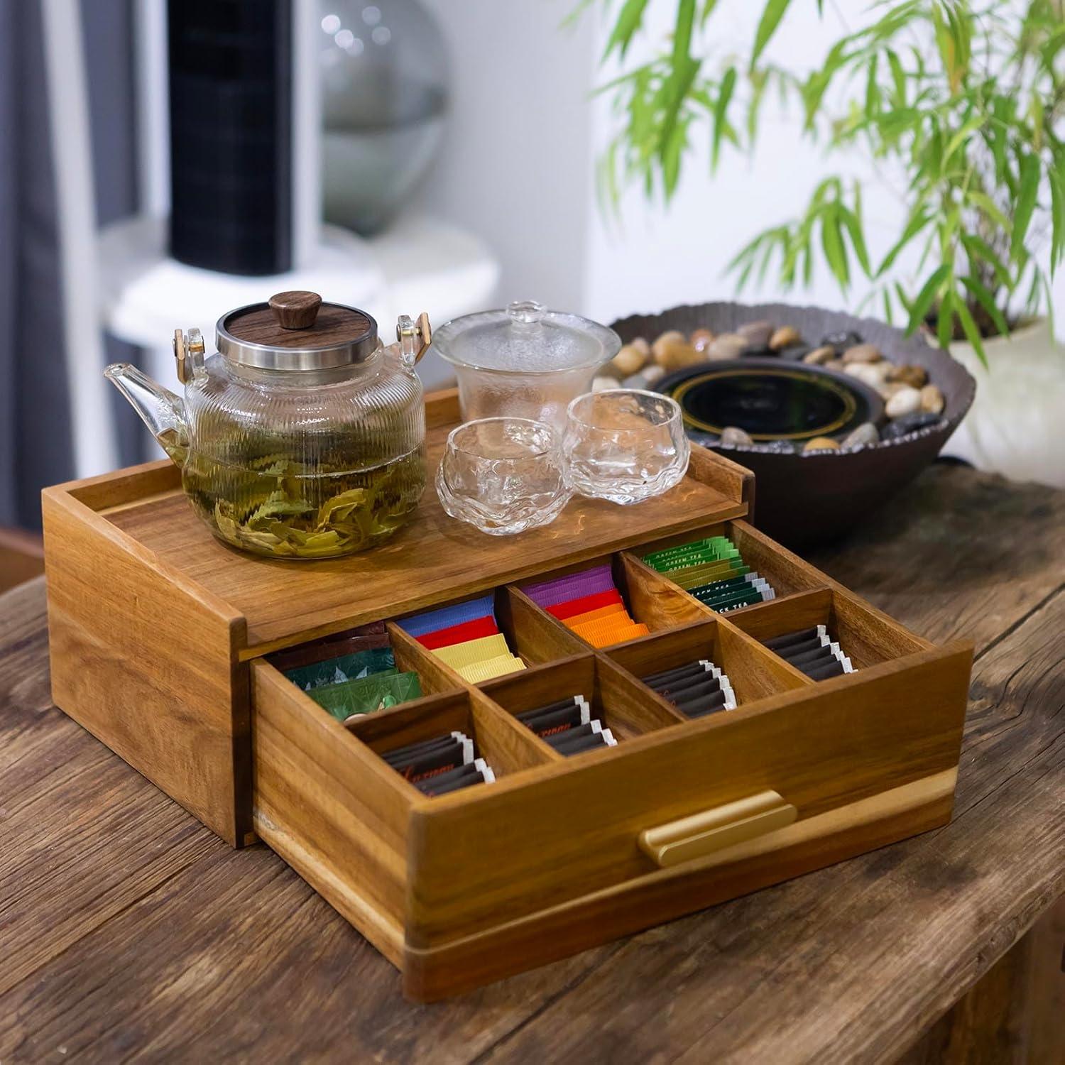Organizador de Bolsitas de Té de Madera de Acacia FLYIEE