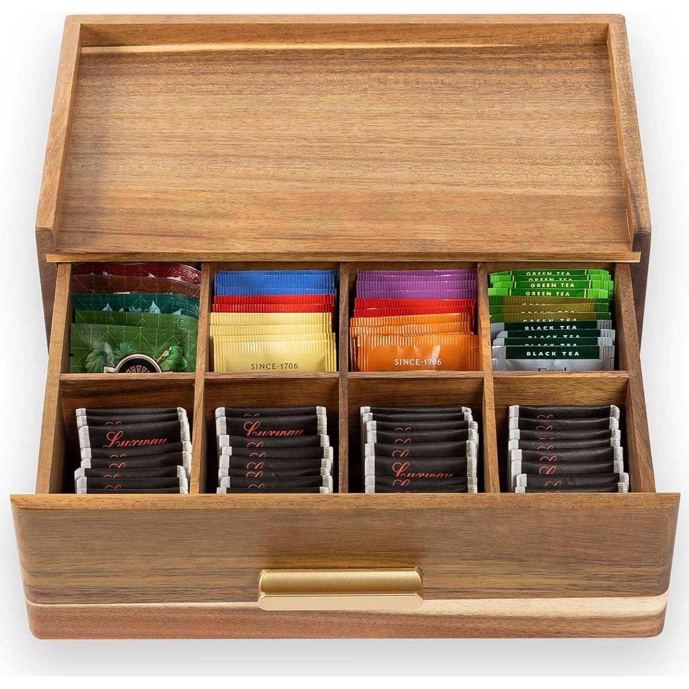 Organizador de Bolsitas de Té de Madera de Acacia FLYIEE