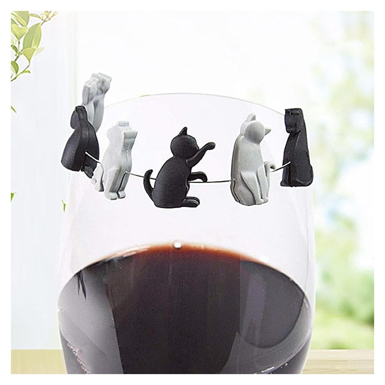 Juego de 6 Clips de Silicona para Bolsas de Té Wentoenapp Gato