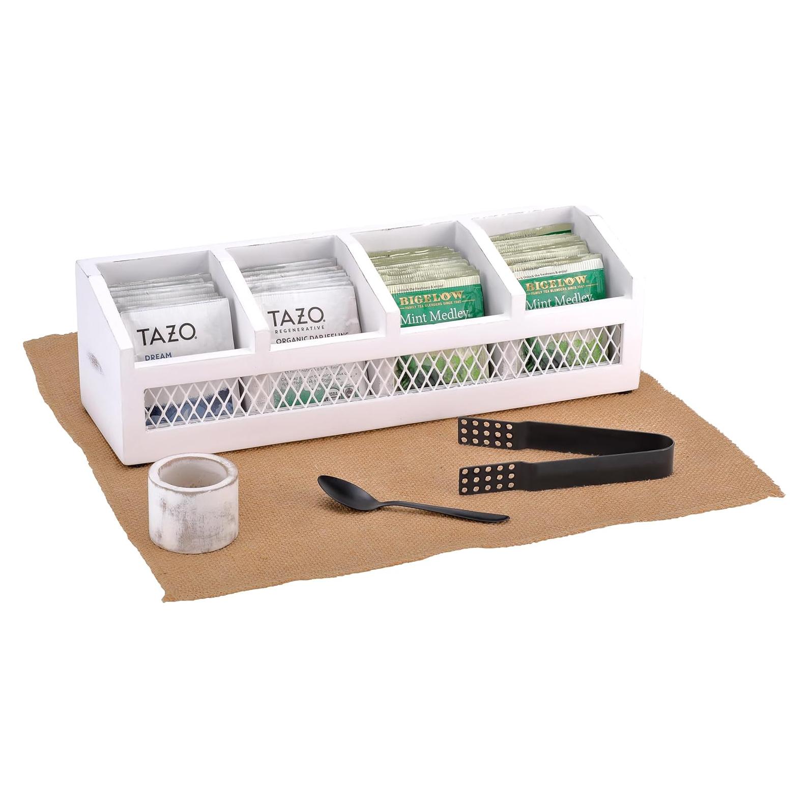 Organizador de Bolsas de Té de Madera Ciencia de la Cocina 4 Compartimentos