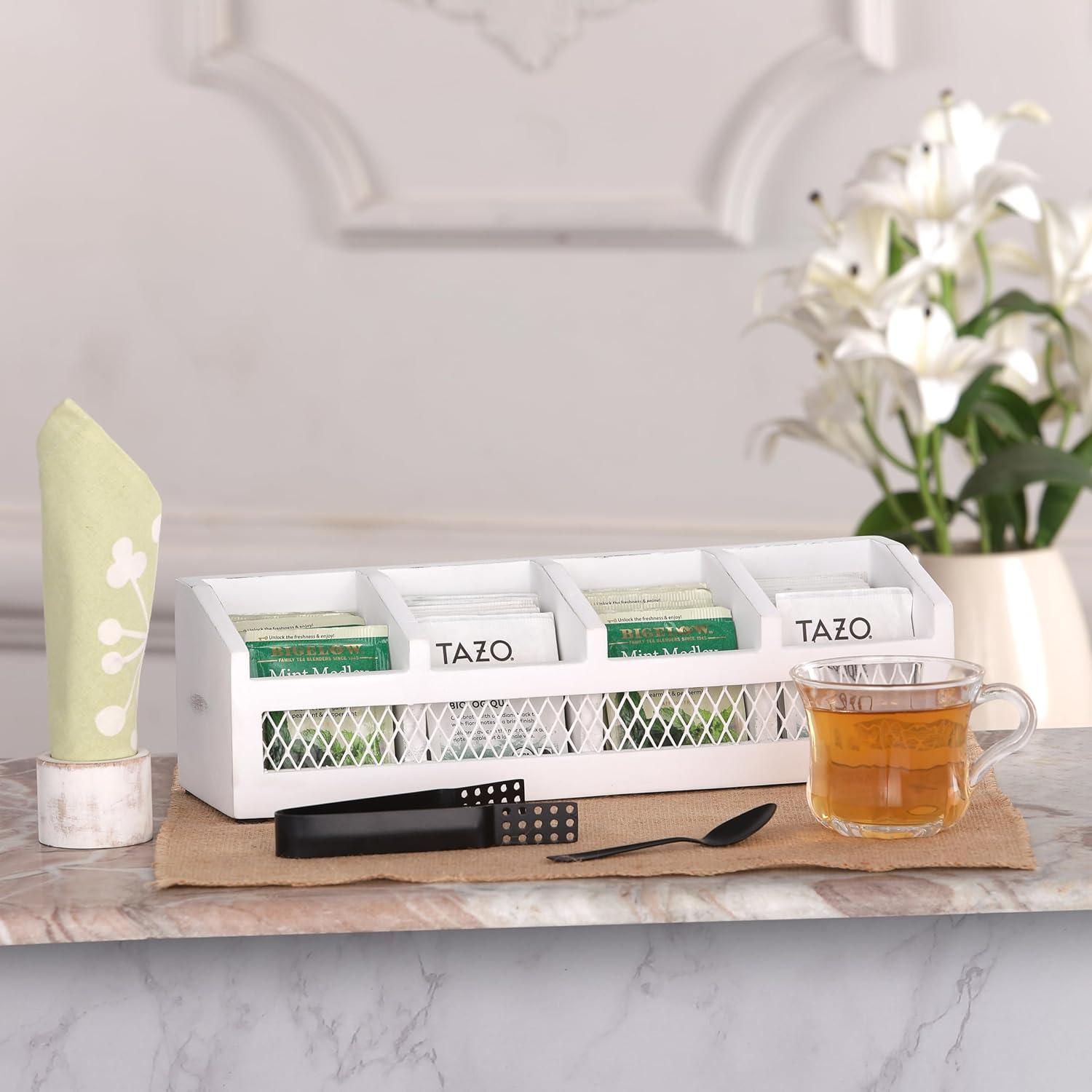 Organizador de Bolsas de Té de Madera Ciencia de la Cocina 4 Compartimentos