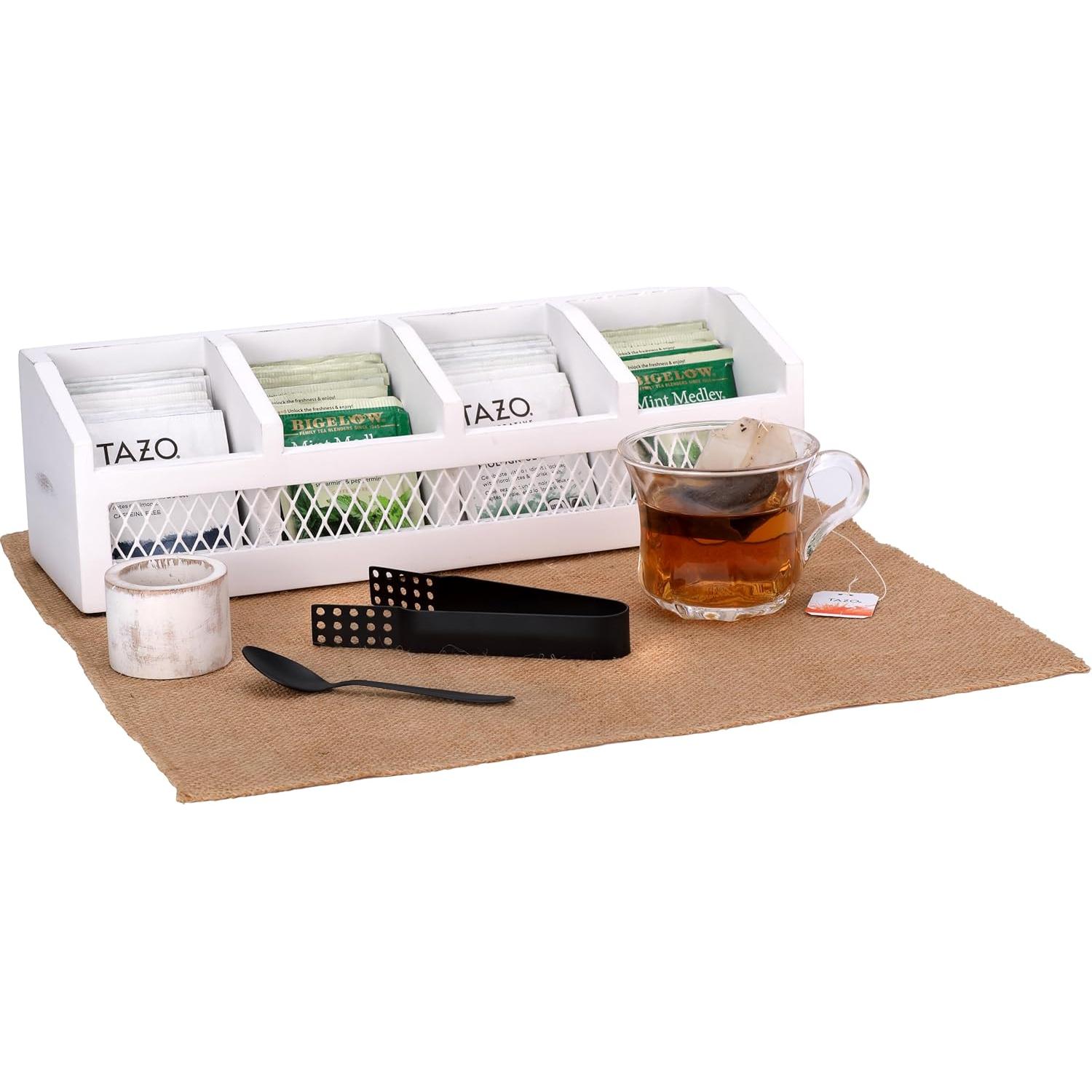 Organizador de Bolsas de Té de Madera Ciencia de la Cocina 4 Compartimentos