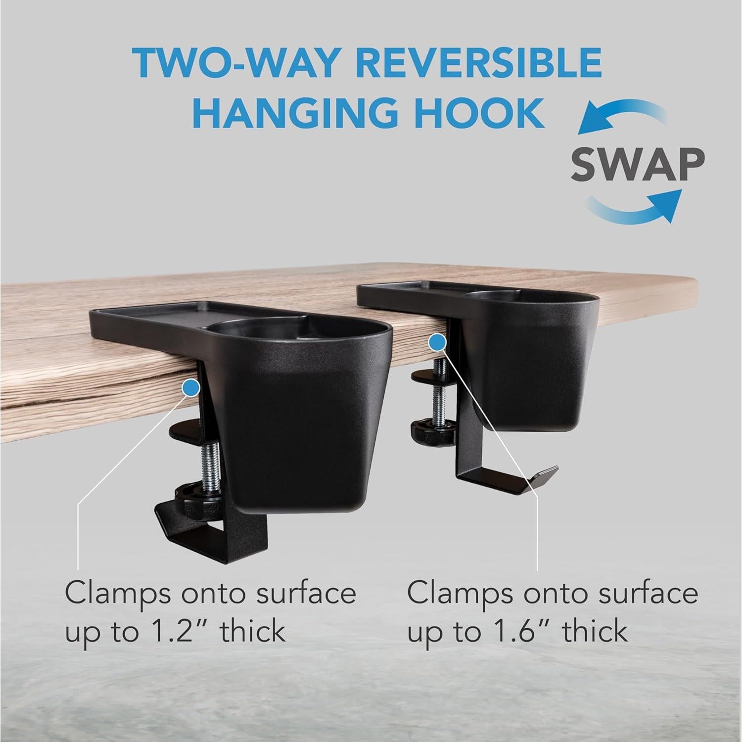 Soporte para Tazas EHO con Pinza y Gancho Reversible 3 en 1