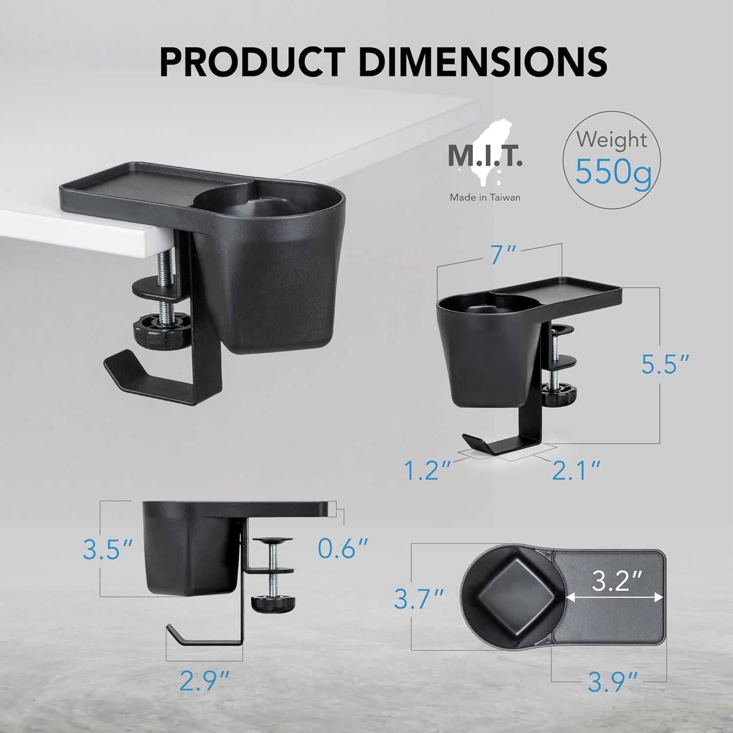 Soporte para Tazas EHO con Pinza y Gancho Reversible 3 en 1