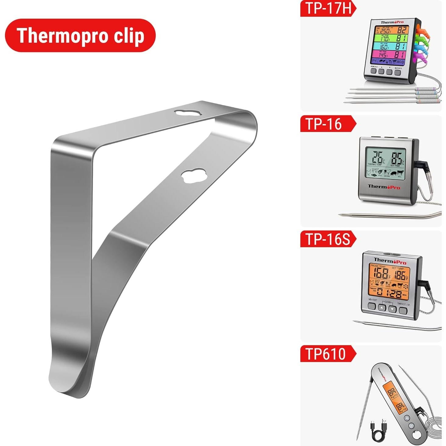 Soporte Clip Acero Inoxidable ThermoPro para Freidora 2pcs