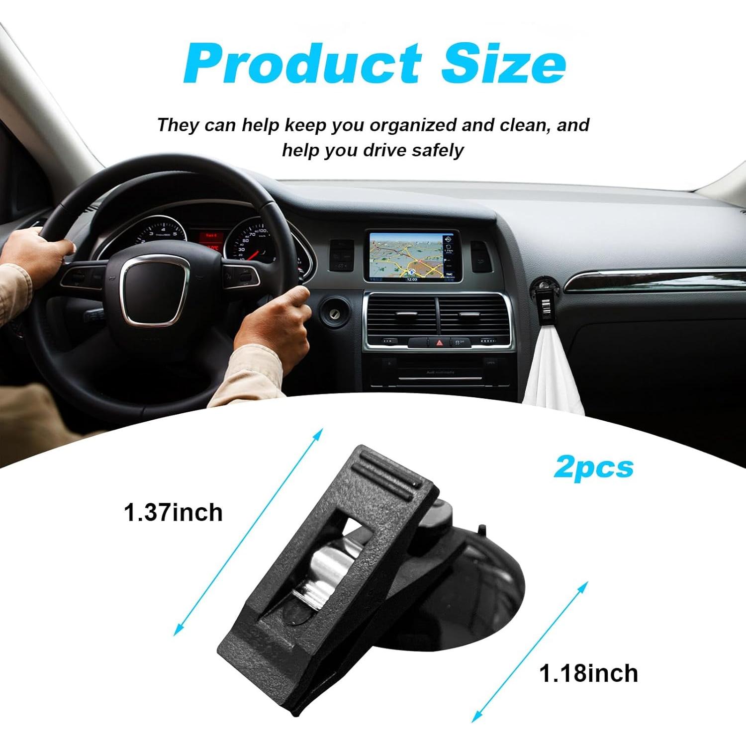 2 Clips de Billete con Ventosa Dickno - Negro, Multifuncional