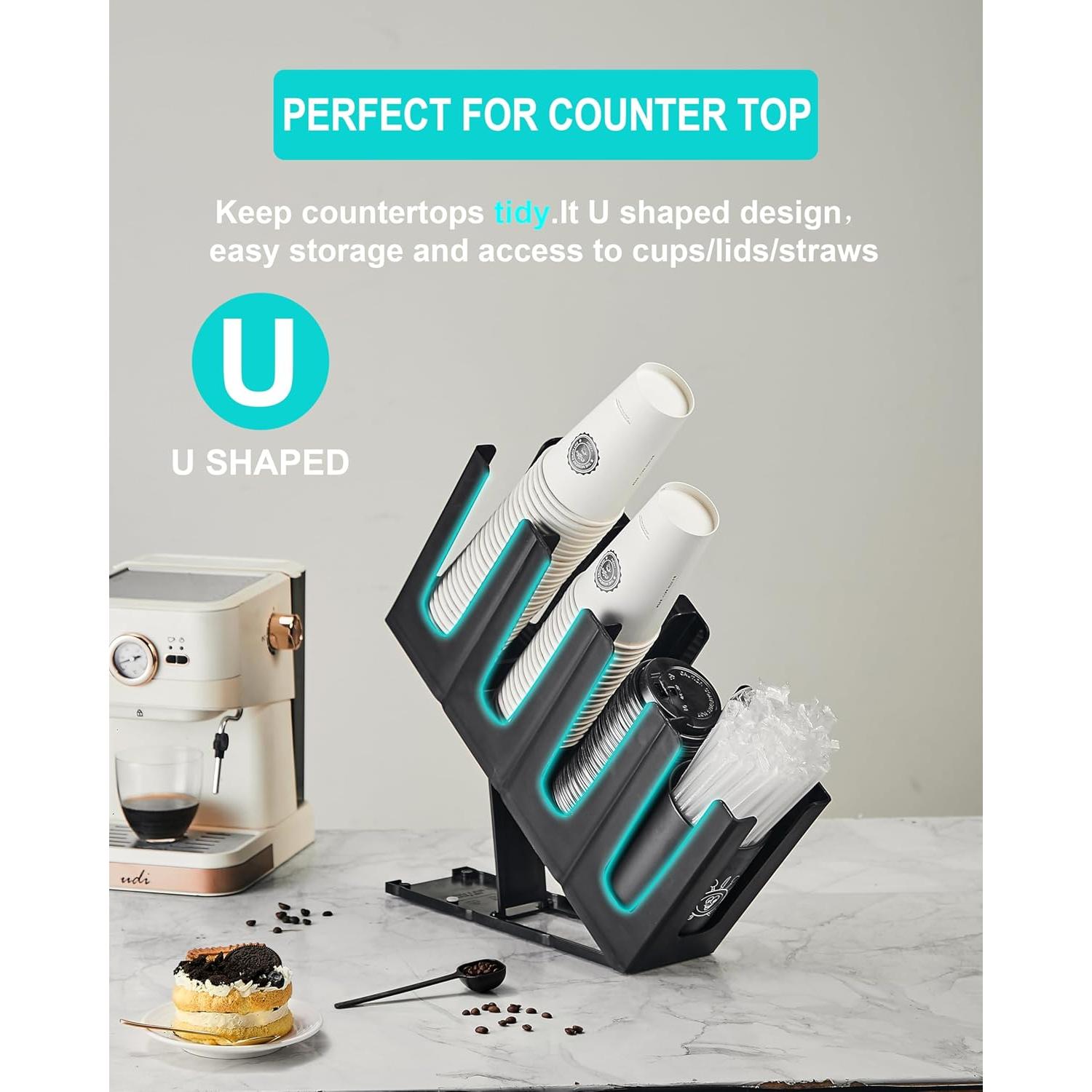 Dispensador de vasos desechables ZGT con organizador de popotes