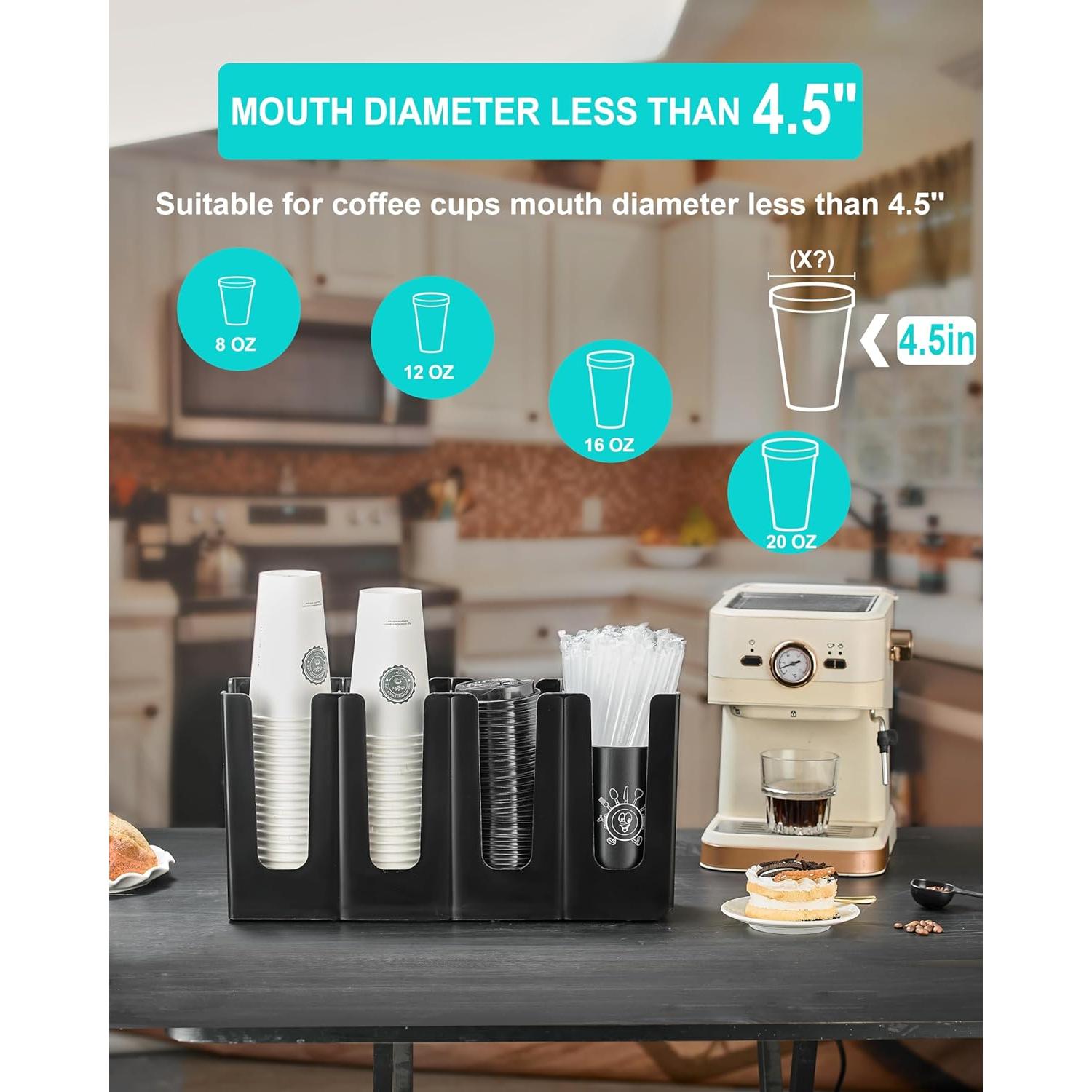 Dispensador de vasos desechables ZGT con organizador de popotes